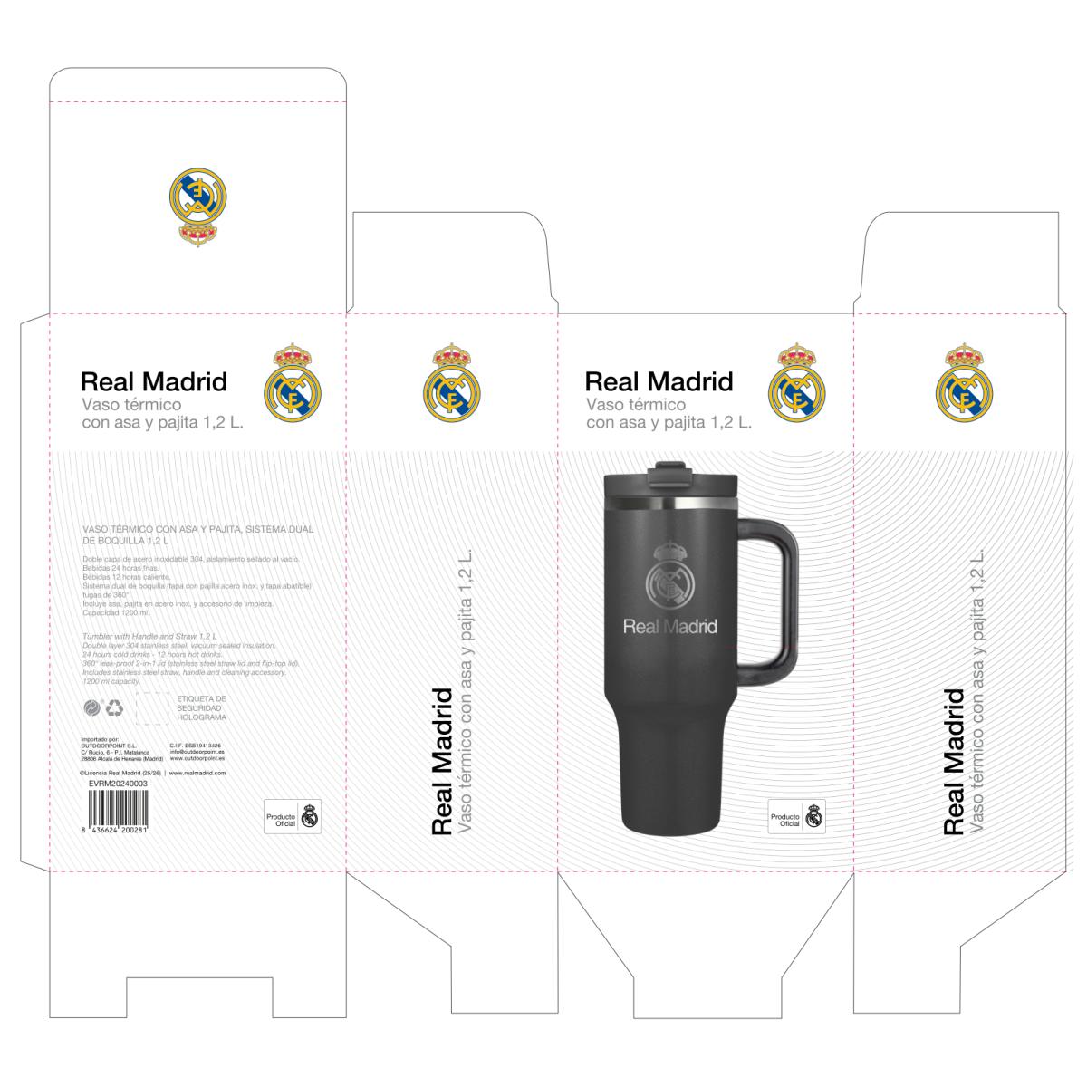 Copo térmico do Real Madrid C.F. com pega e palhinha 3