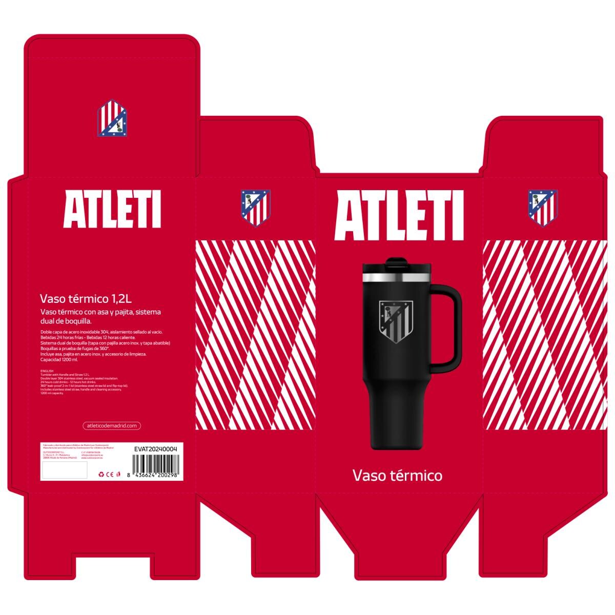 Vaso De Cerveza Oficial Atlético De Madrid – Vidrio Resistente, 565 Ml, Apto Lavavajillas Y Microondas