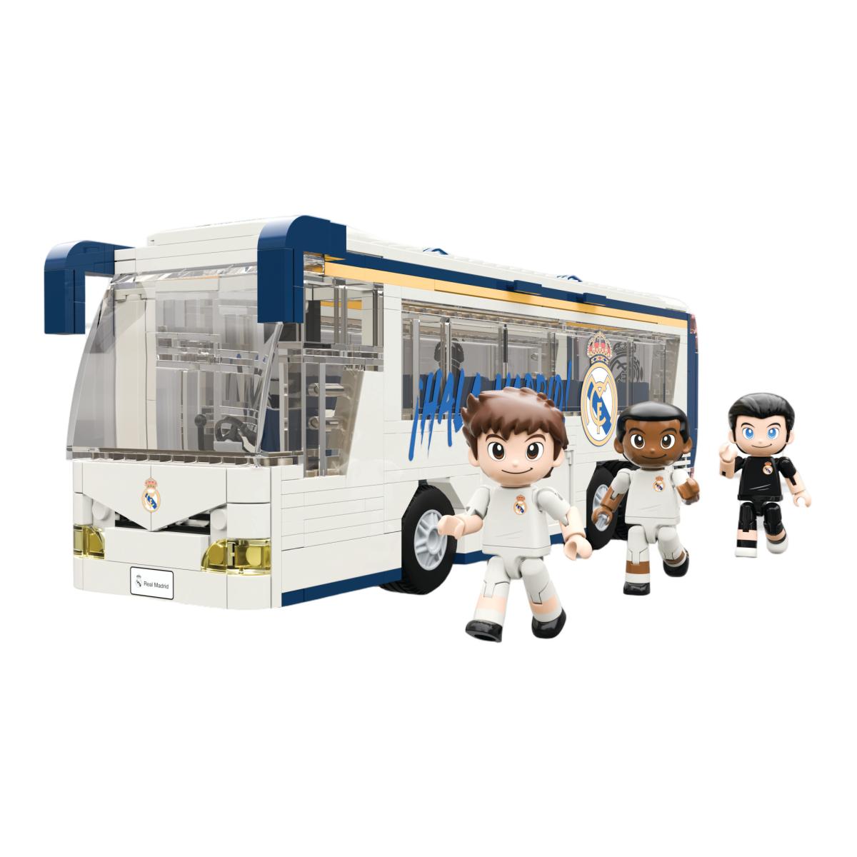 Autobús De Jugadores Del Real Madrid CF – Set De Construcción Con 488 Piezas, 28 Cm, Con 3 Figuras, Licencia Oficial