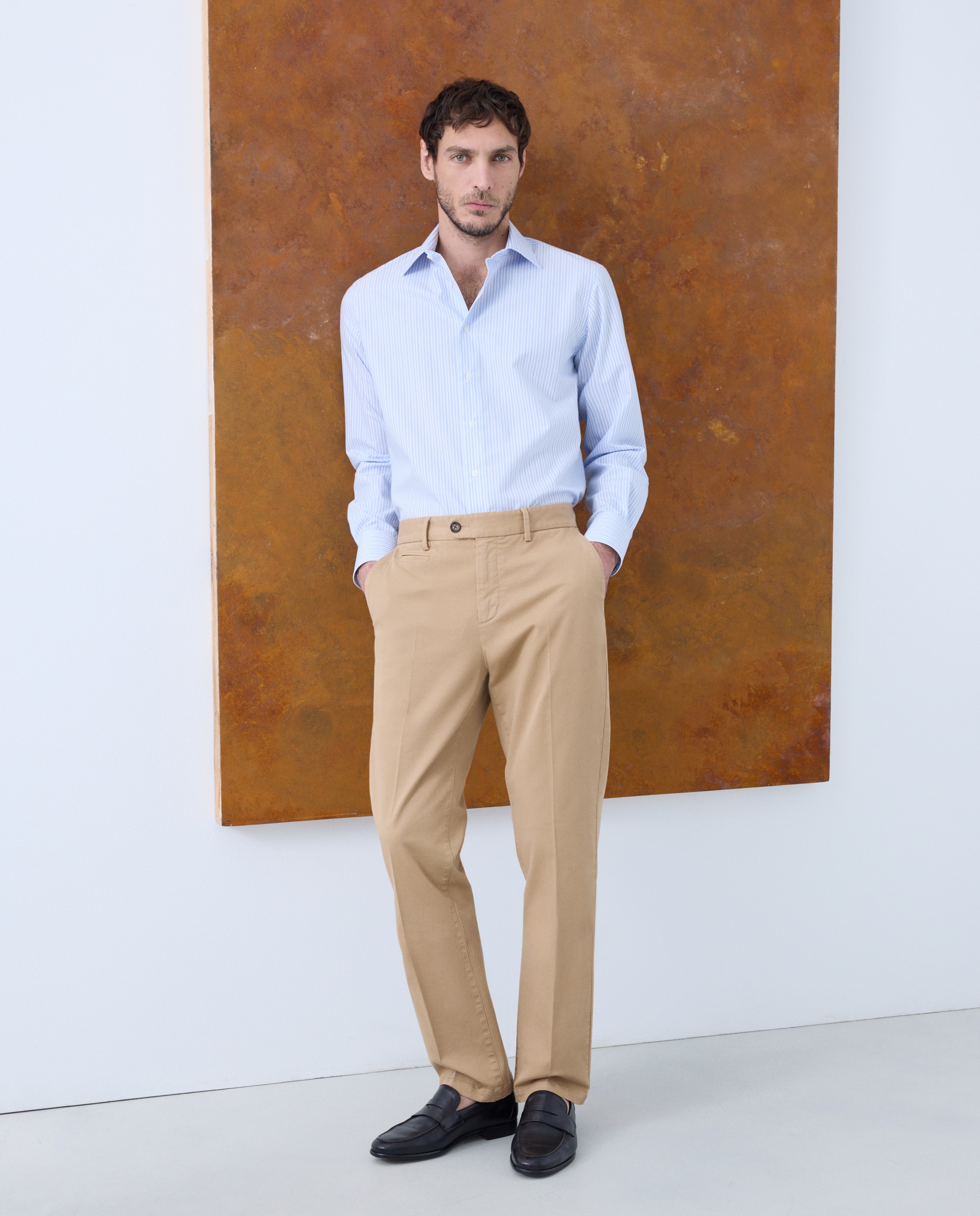 Calças Formais 100% Lã Bege-1