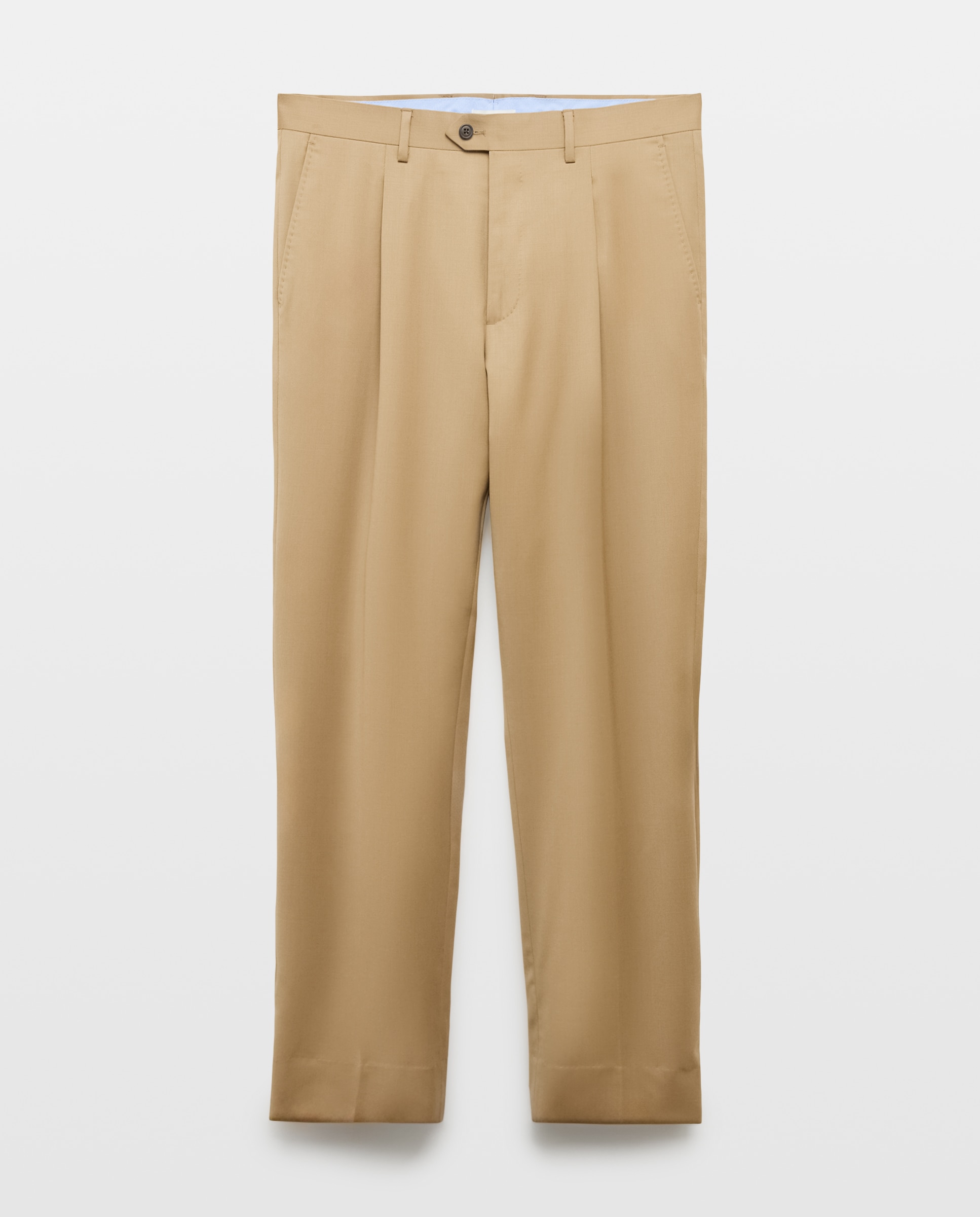 Calças Formais 100% Lã Bege-4