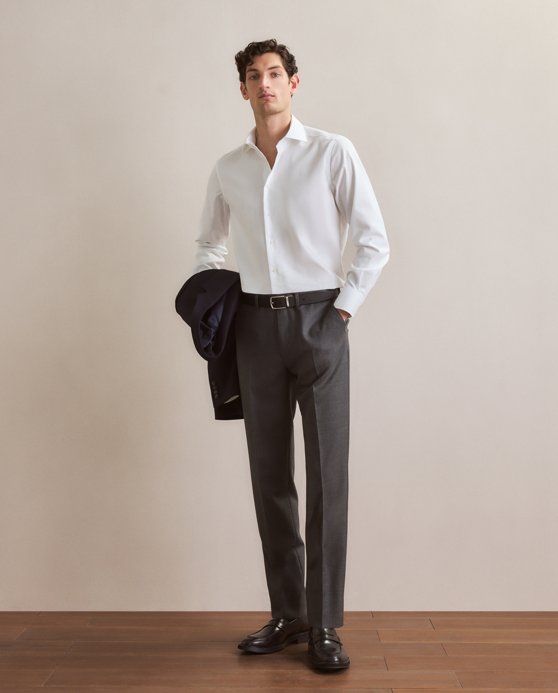 Calças Formais Slim Fit Cinzento-1