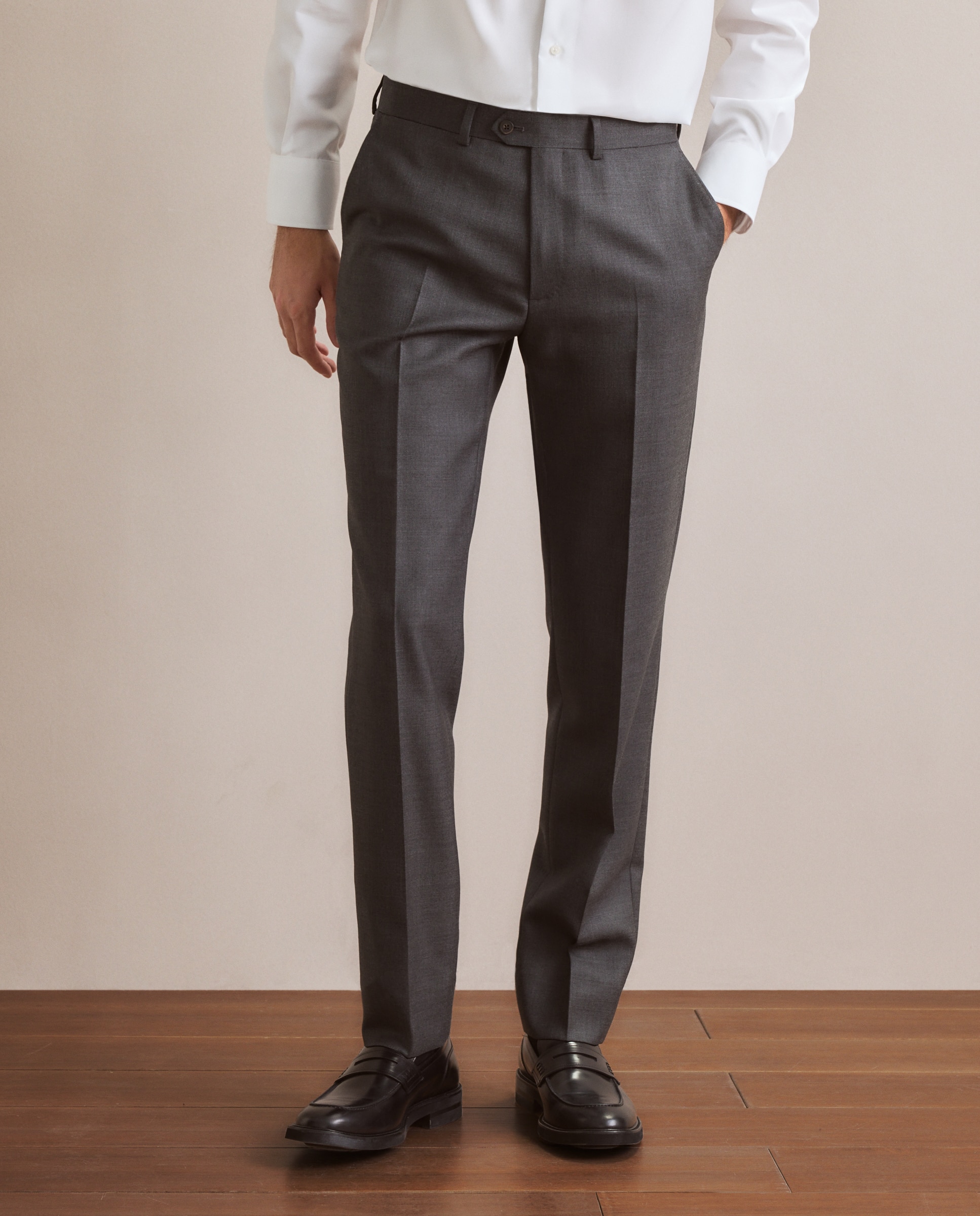 Calças Formais Slim Fit Cinzento-2