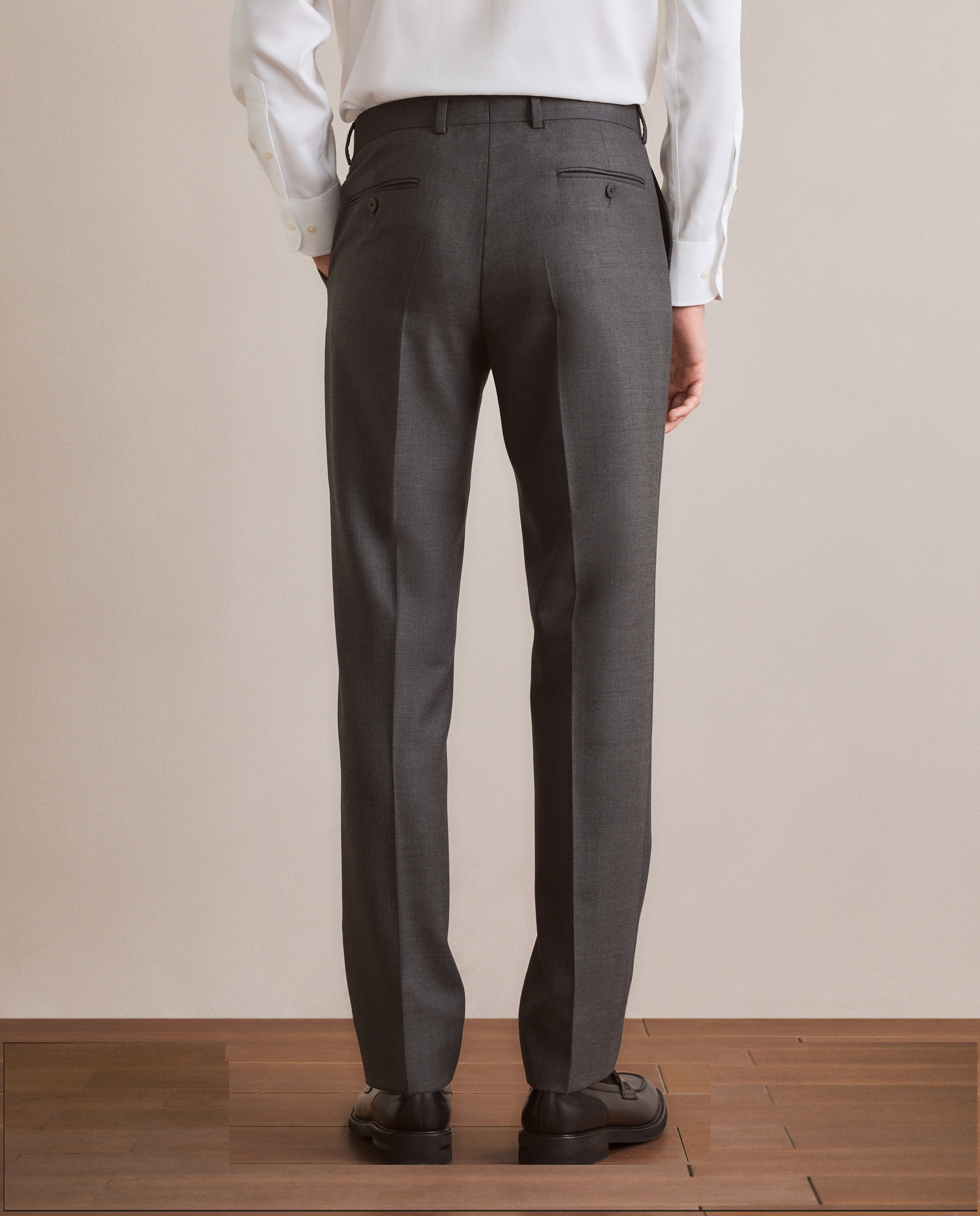 Calças Formais Slim Fit Cinzento-3