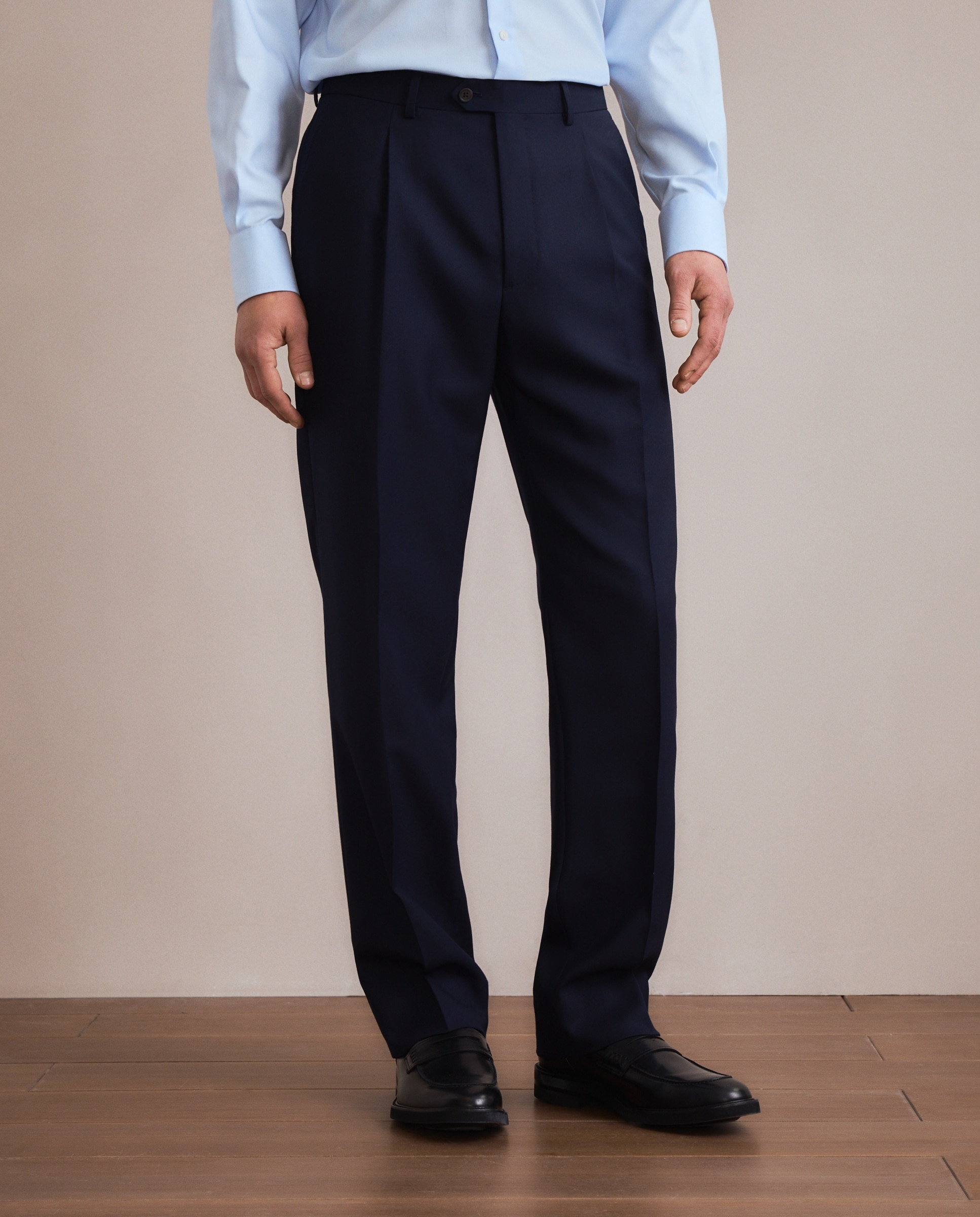 Calças Formais Classic Fit Azul-2