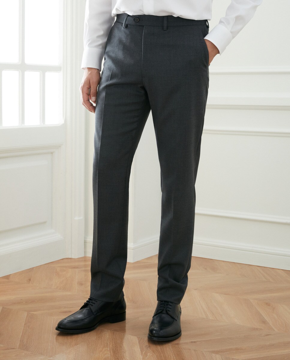 Calças Formais Slim Fit Cinzento-2