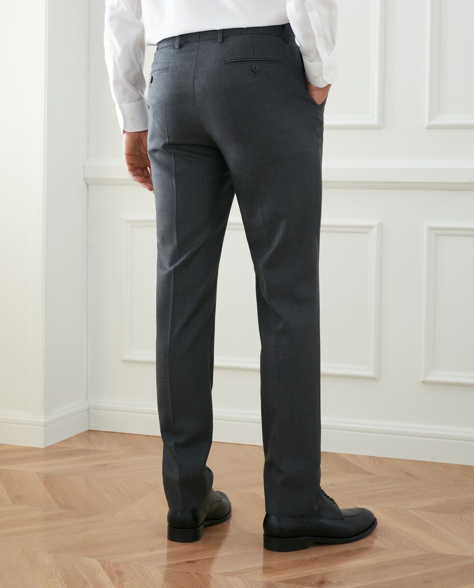 Calças Formais Slim Fit Cinzento-3