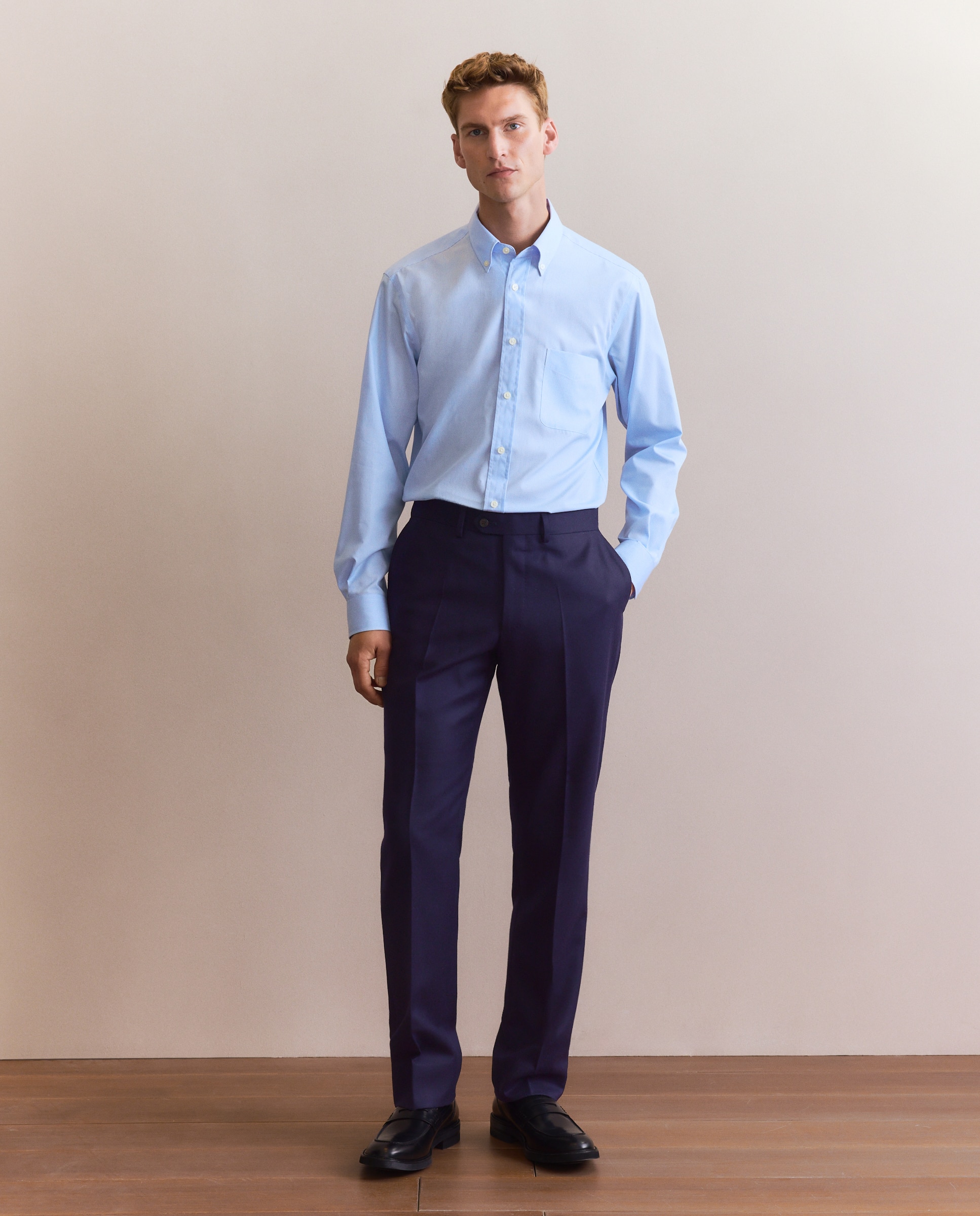 Pantalón vestir regular fit franela hombre - Emidio Tucci - Azul marino Azul marino-1