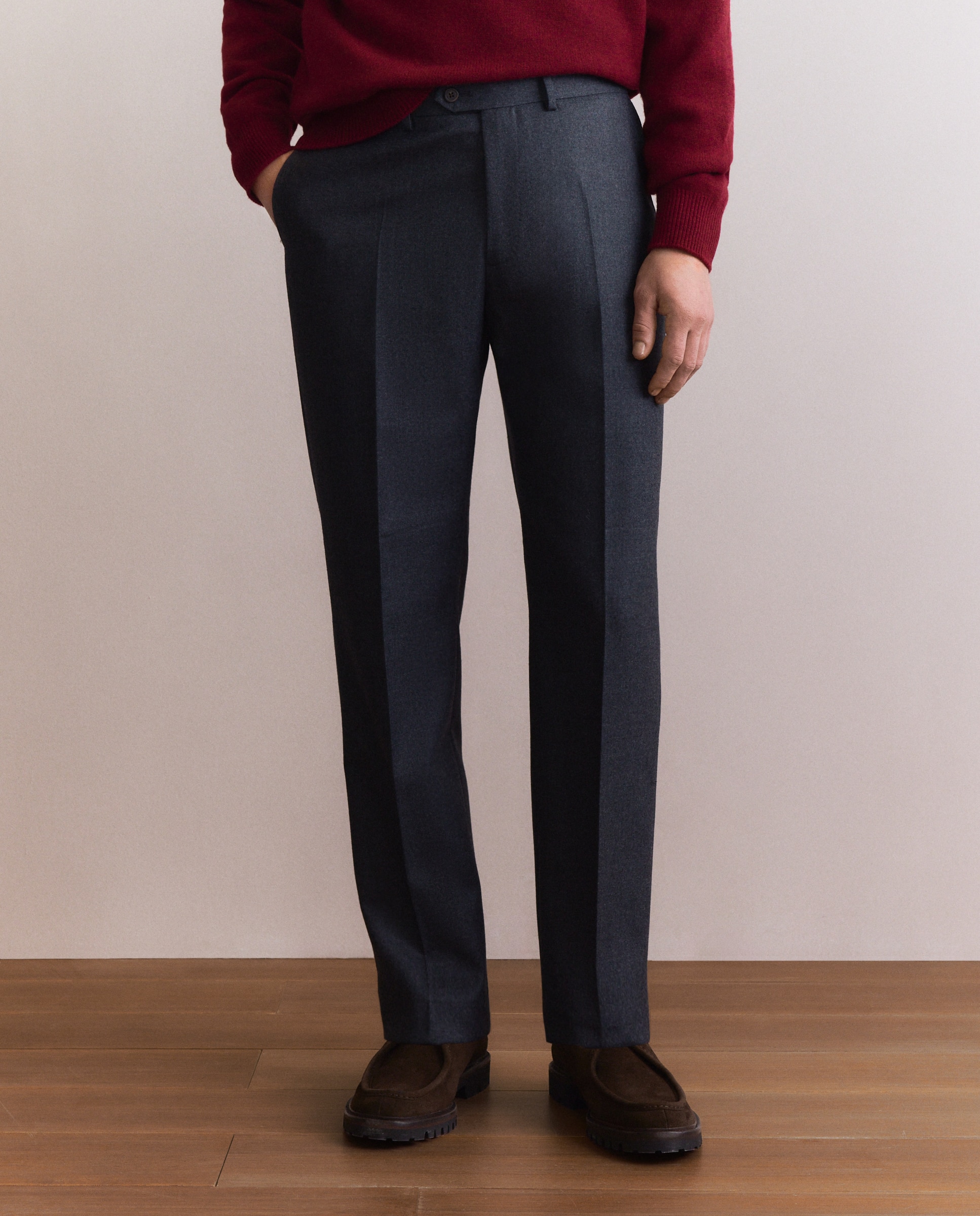 Calças Formais Regular Fit Cinzento-2