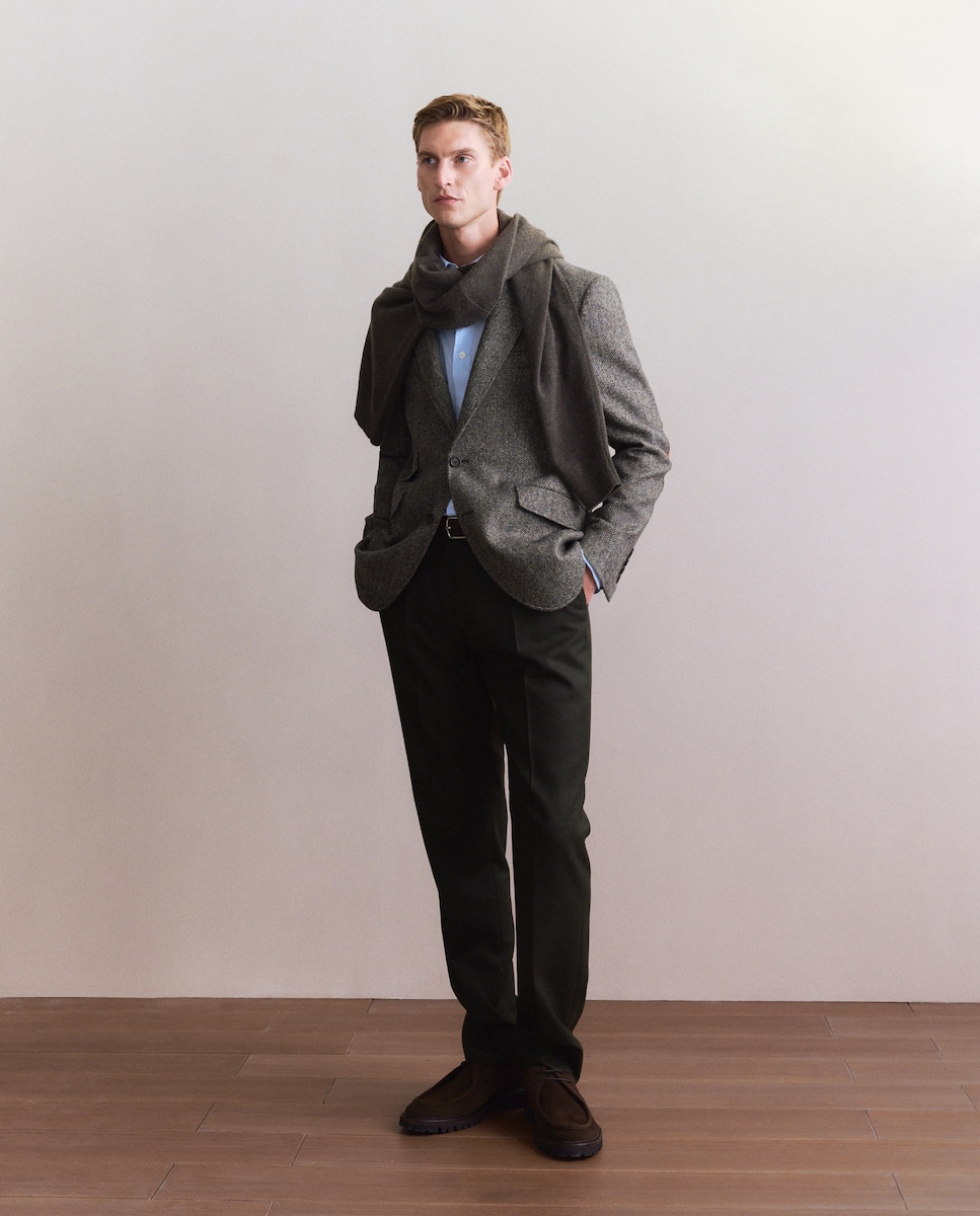 Calças Formais Regular Fit Verde-escuro-1