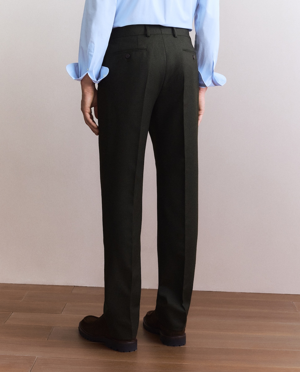 Calças Formais Regular Fit Verde-escuro-3