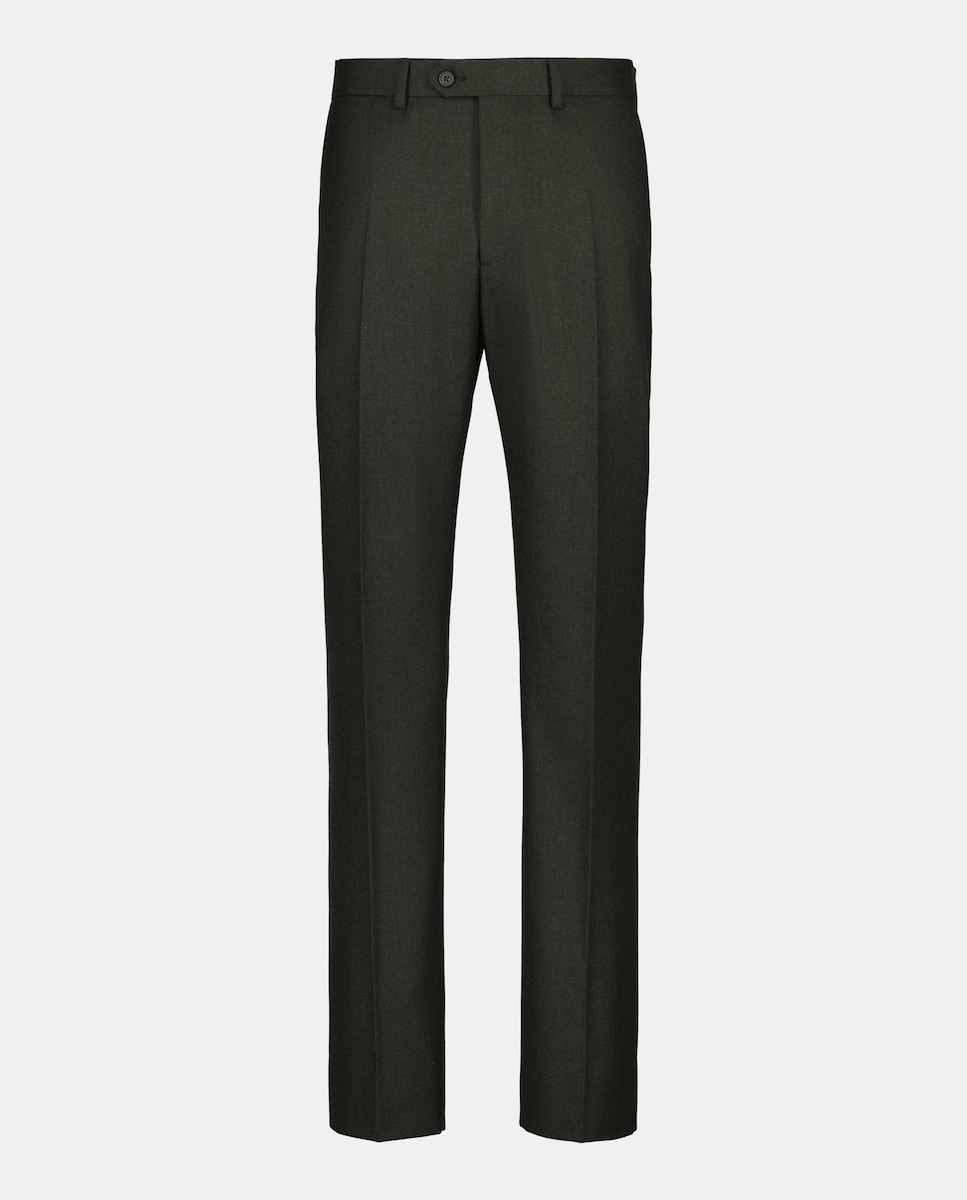 Calças Formais Regular Fit Verde-escuro-4