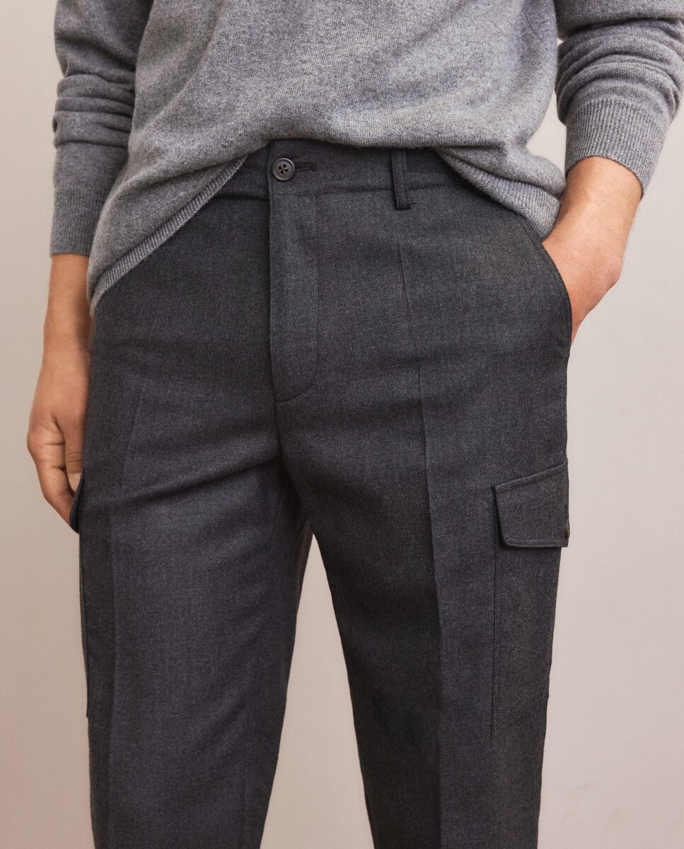 Calças Formais Classic Fit Cinzento-escuro-4