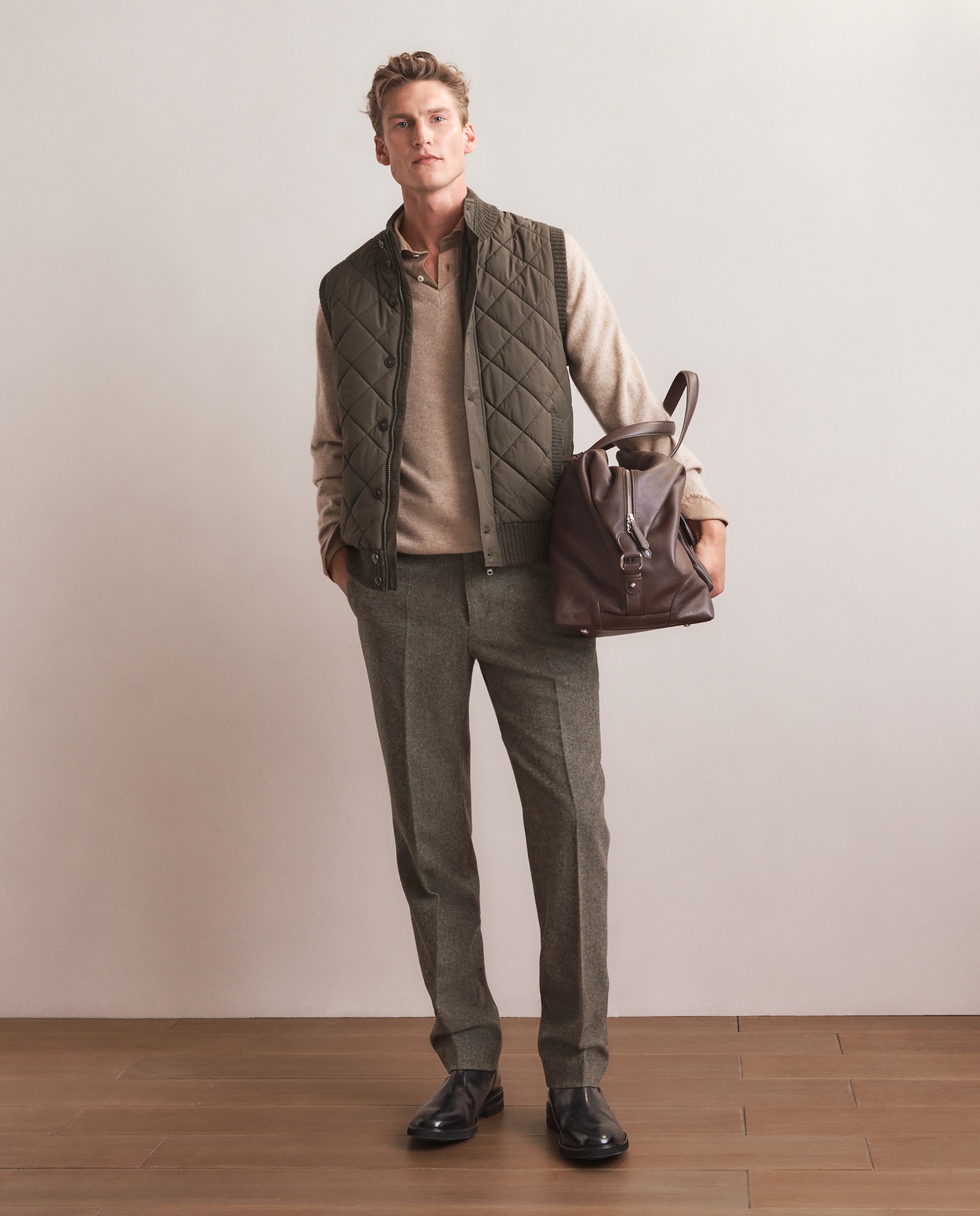 Calças Formais Classic Fit Castanho-1