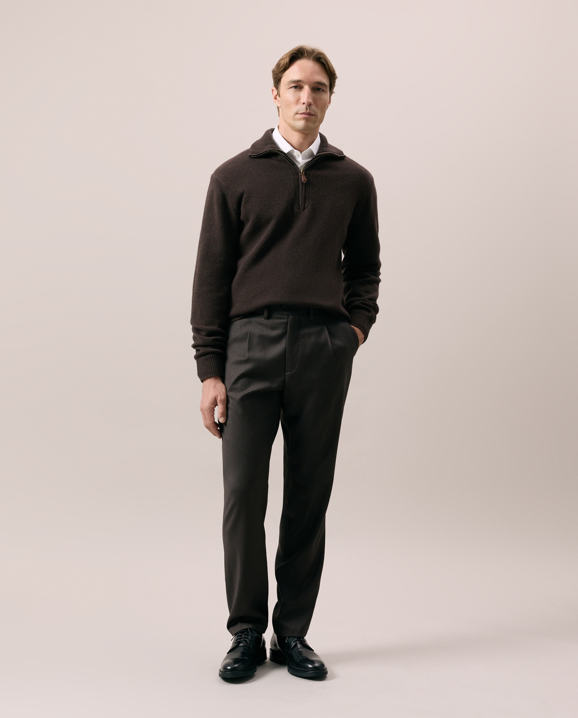 Pantalón de hombre Vestir Fit Regular - Emidio Tucci - Marrón Marrón-1