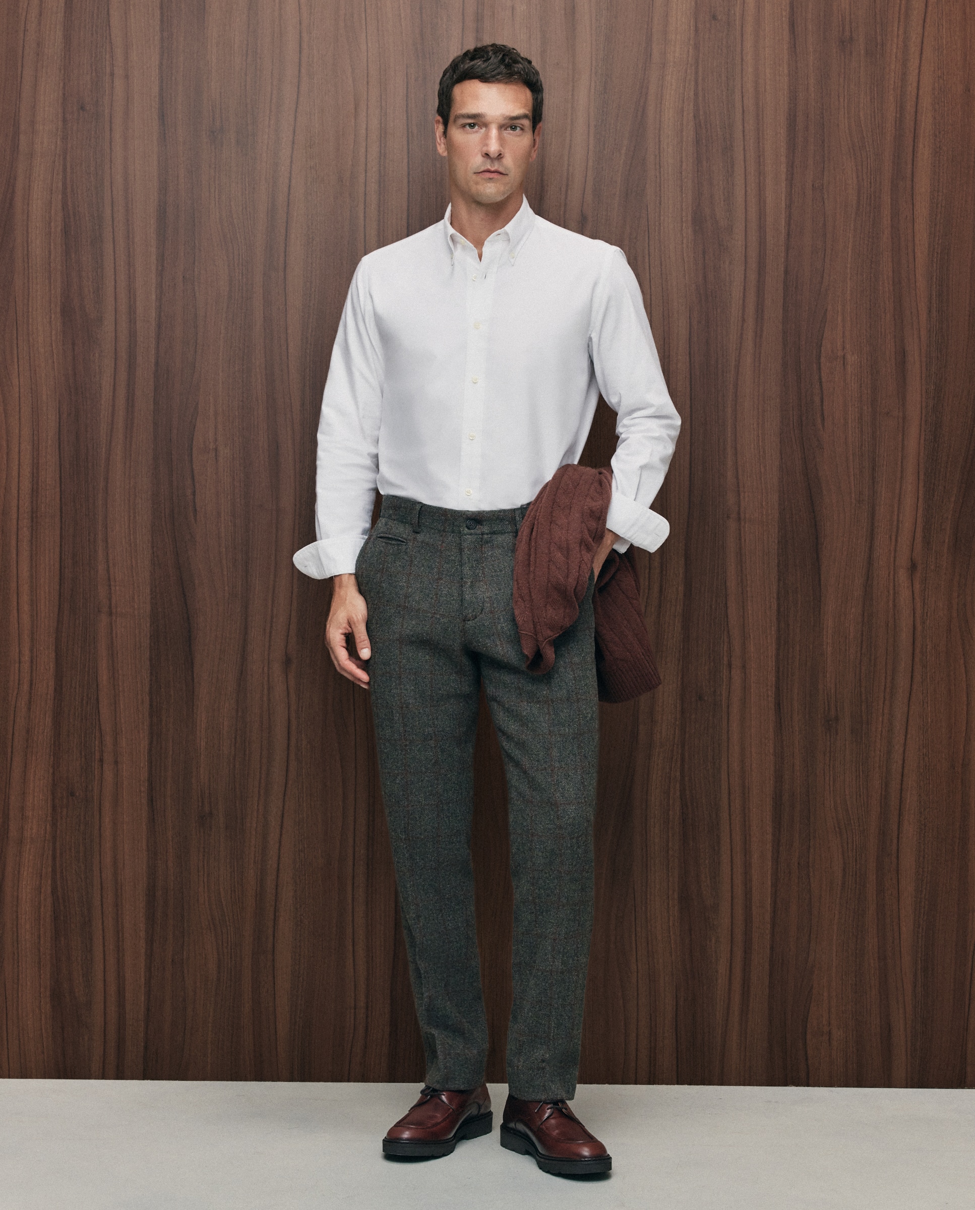 Pantalón vestir espiga regular fit hombre - Emidio Tucci - Marrón Marrón-1