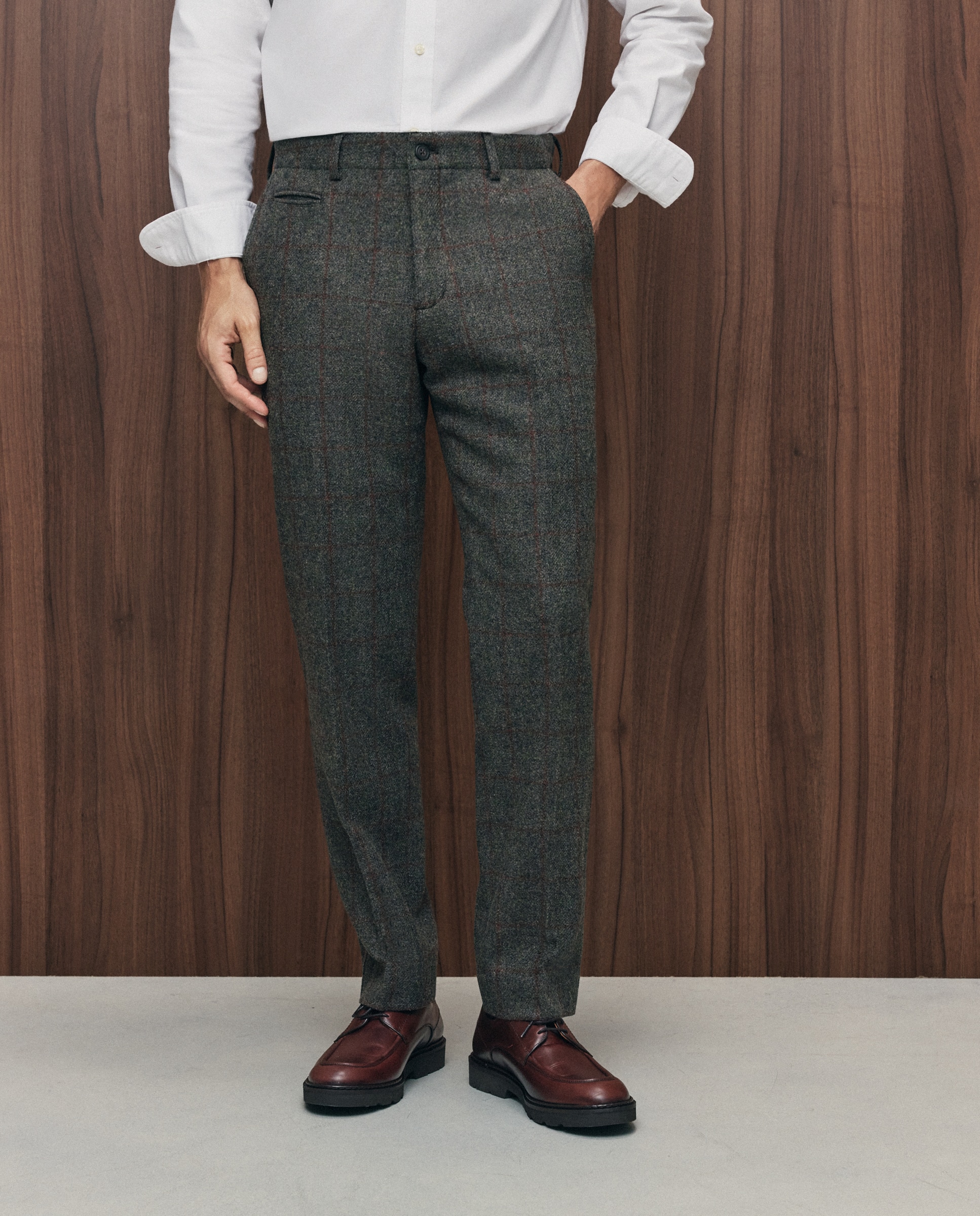 Pantalón vestir espiga regular fit hombre - Emidio Tucci - Marrón Marrón-2