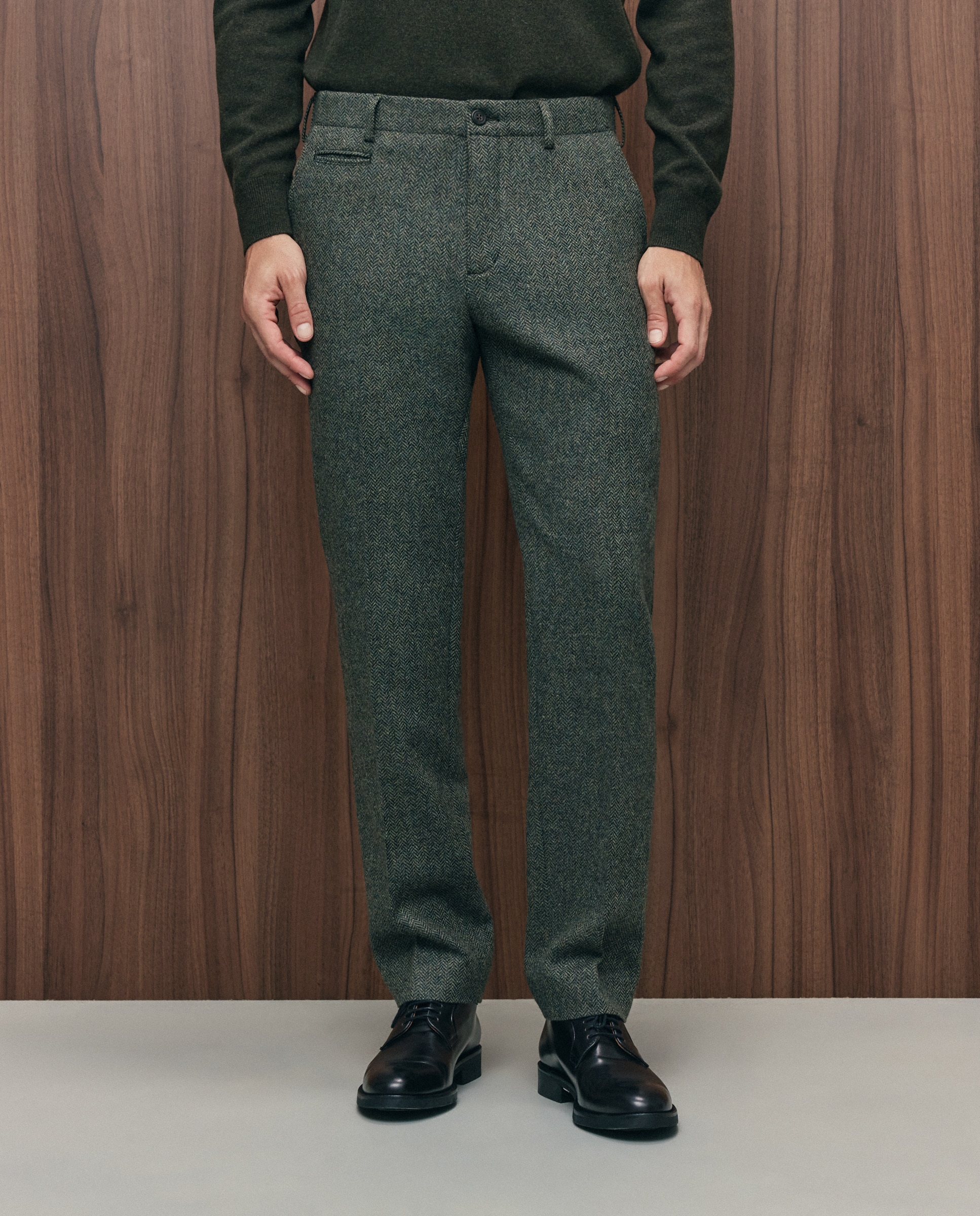 Pantalón vestir espiga regular fit hombre - Emidio Tucci - Verde Verde-2