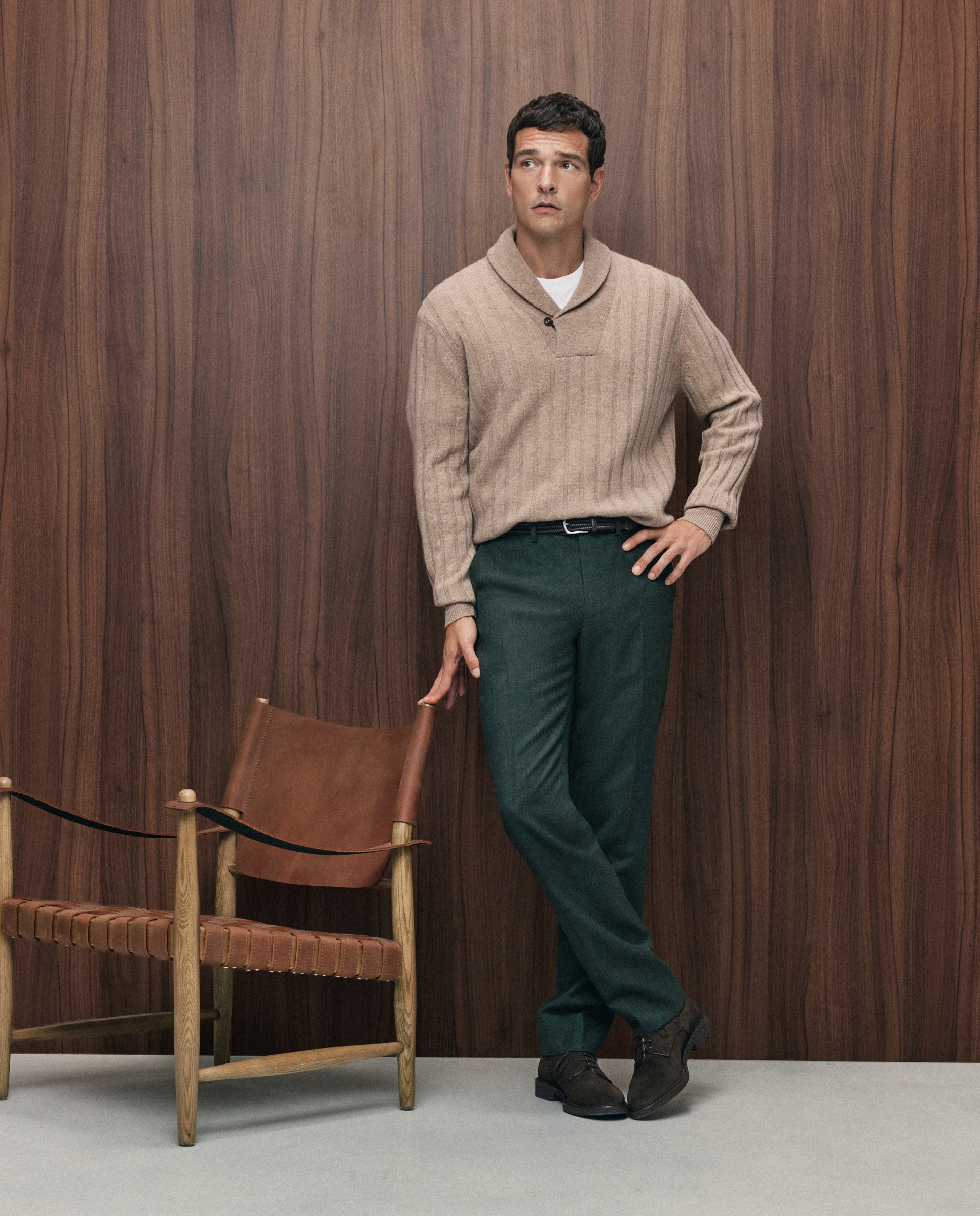Pantalón vestir regular fit franela hombre - Emidio Tucci - Verde Verde-1