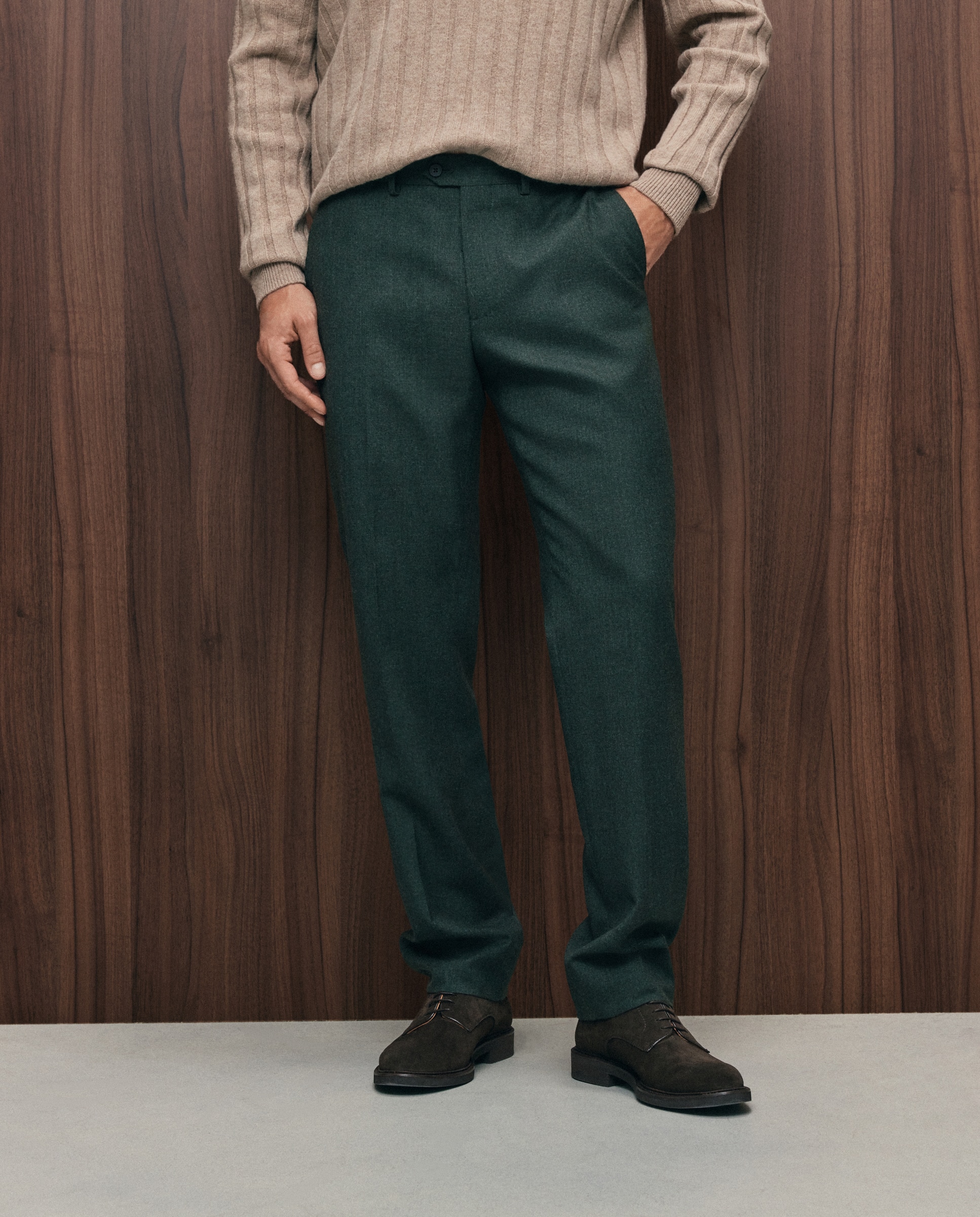 Pantalón vestir regular fit franela hombre - Emidio Tucci - Verde Verde-2