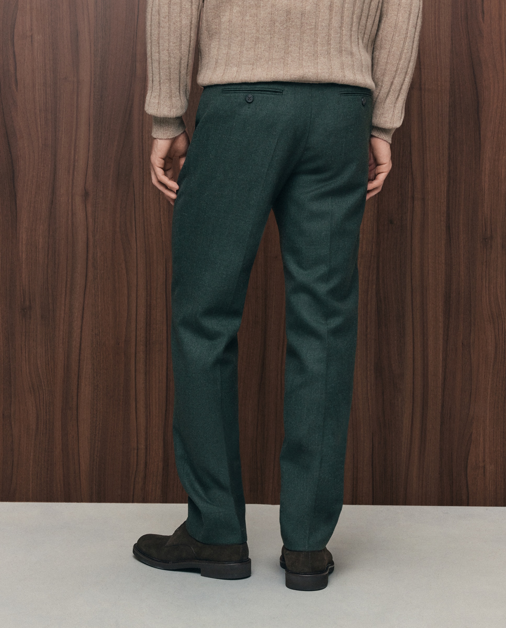 Pantalón vestir regular fit franela hombre - Emidio Tucci - Verde Verde-3