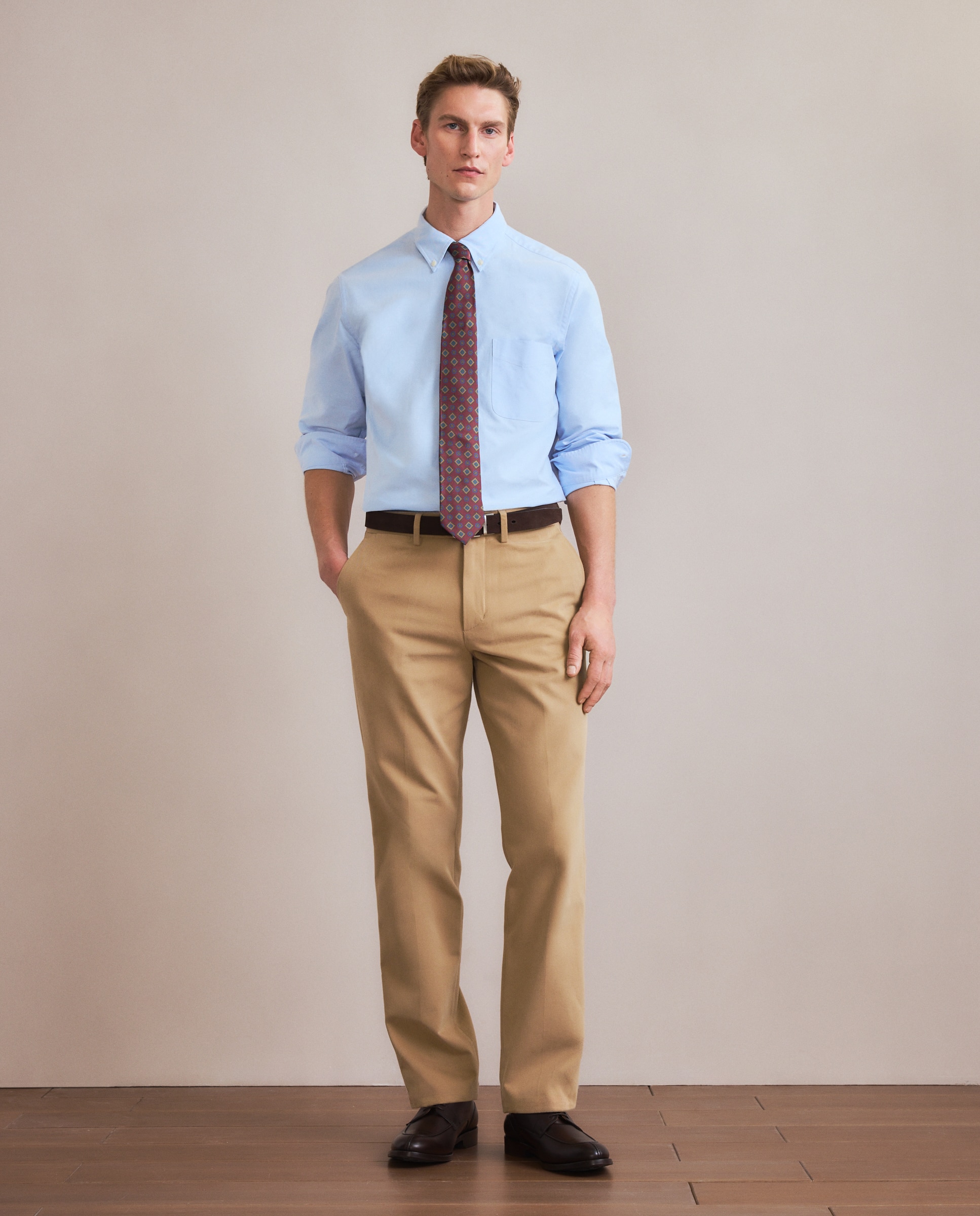 Pantalón chino regular fit algodón 100% hombre - Emidio Tucci - Beige Beige-1
