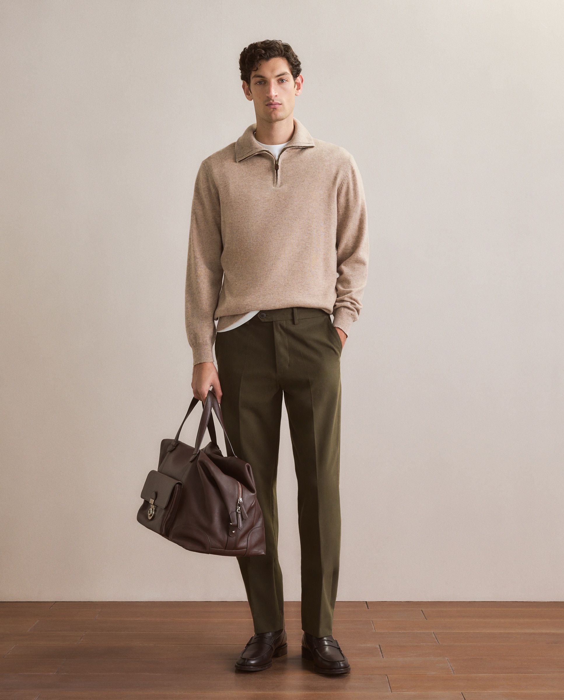Pantalón chino regular fit algodón 100% hombre - Emidio Tucci - Kaki Kaki-1