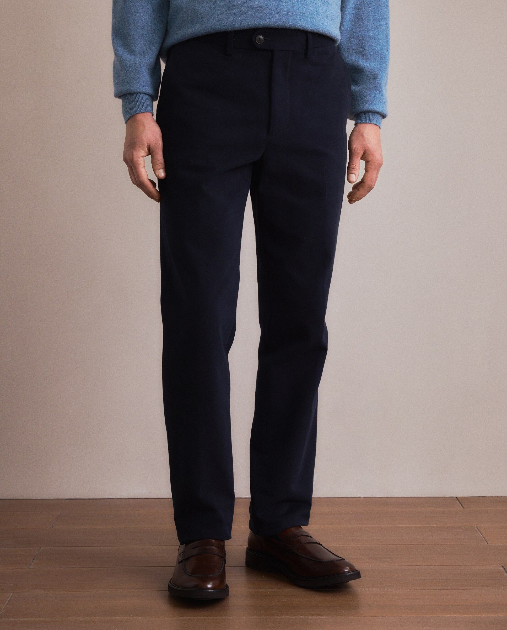 Pantalón chino regular fit algodón 100% hombre - Emidio Tucci - Azul marino Azul marino-2