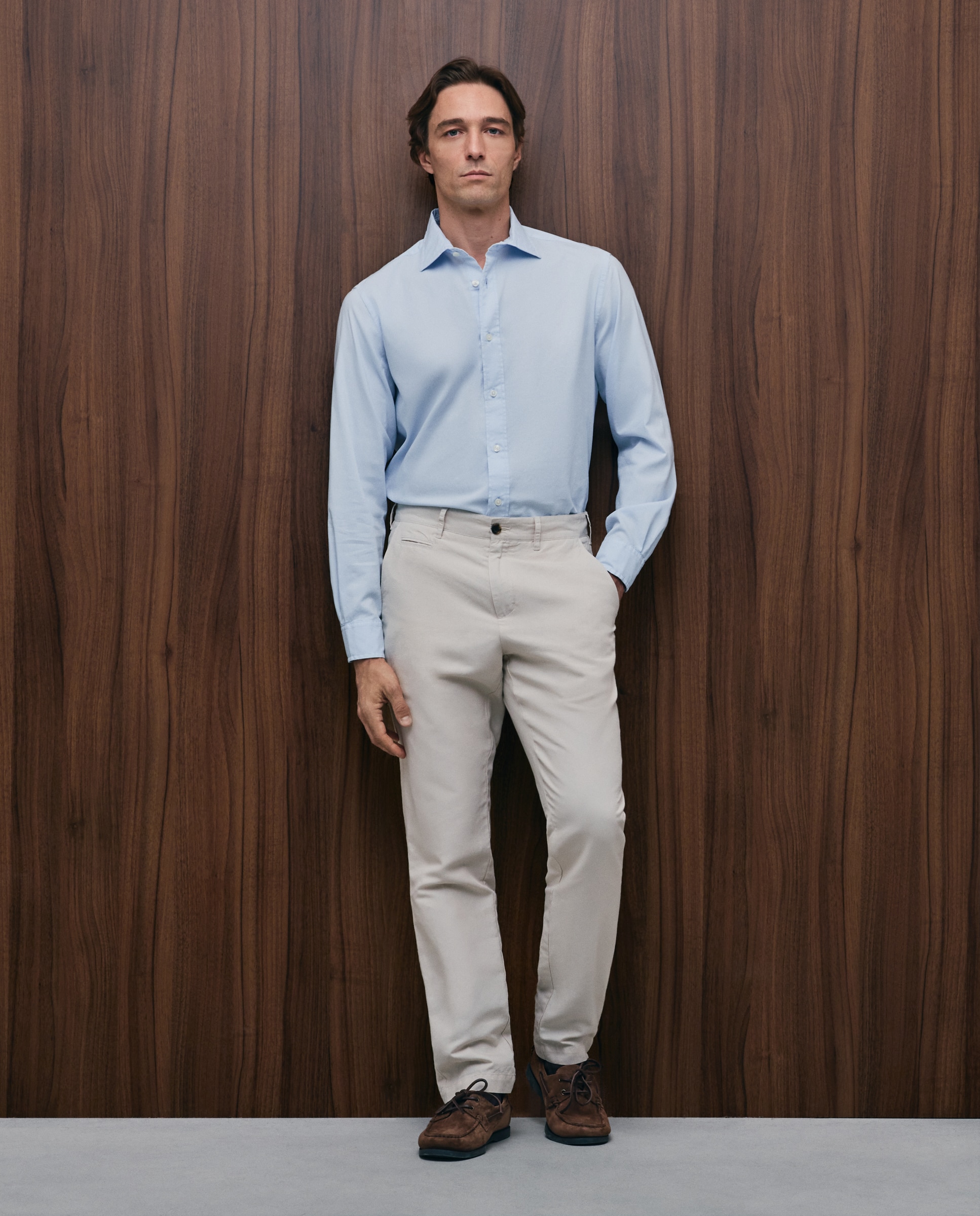 Pantalón chino slim fit lino/algodon hombre - Emidio Tucci - Beige Beige-1