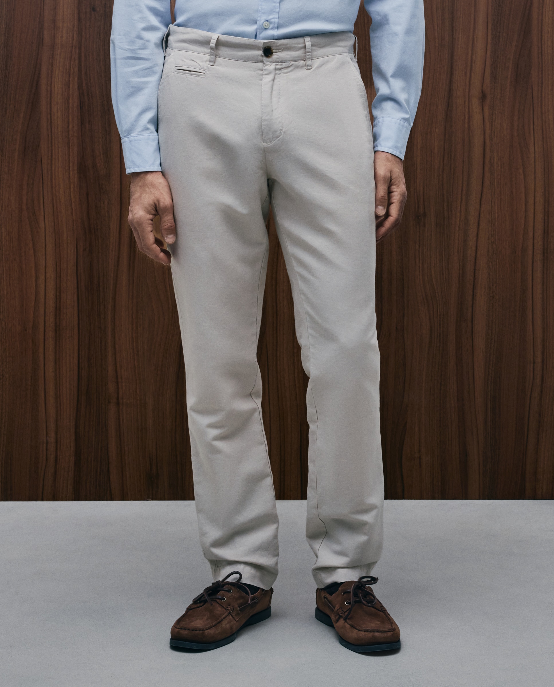 Pantalón chino slim fit lino/algodon hombre - Emidio Tucci - Beige Beige-2