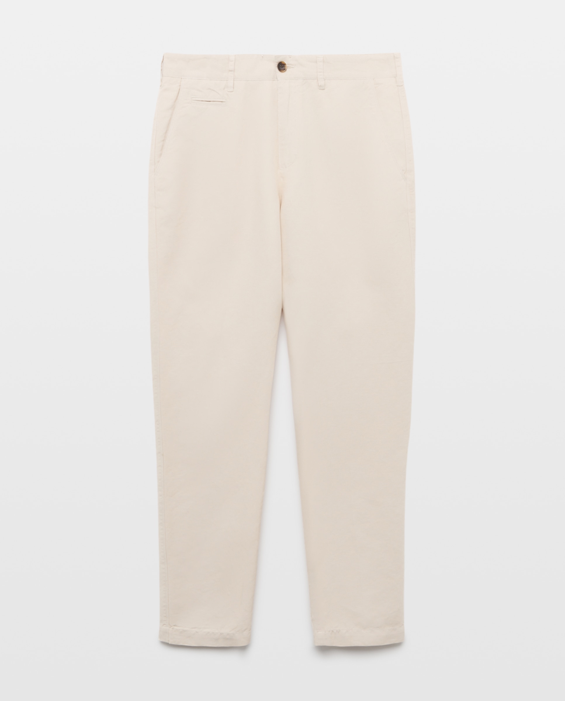 Pantalón chino slim fit lino/algodon hombre - Emidio Tucci - Beige Beige-4