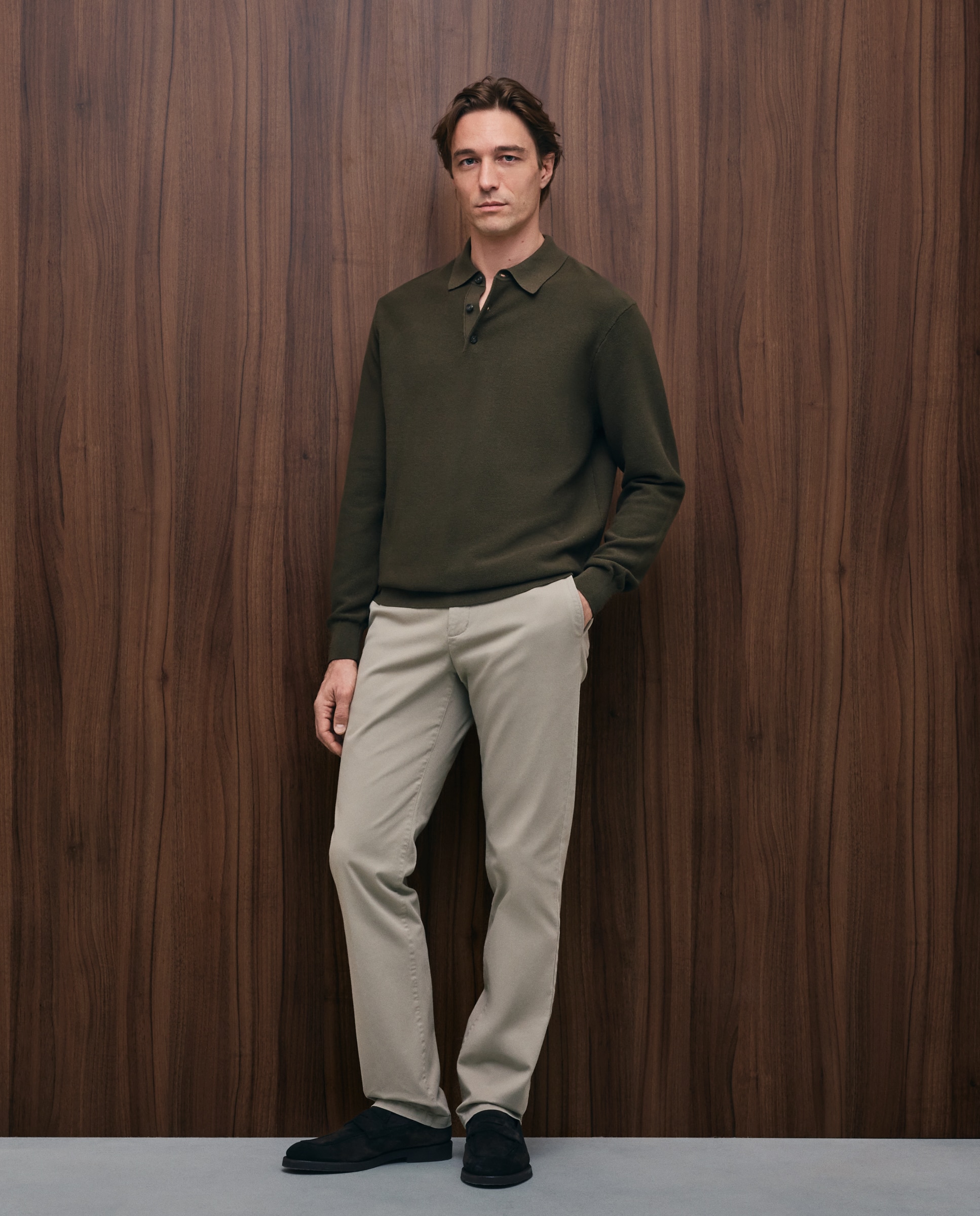 Pantalón chino regular fit tintado en prenda hombre - Emidio Tucci - Verde claro Verde claro-1