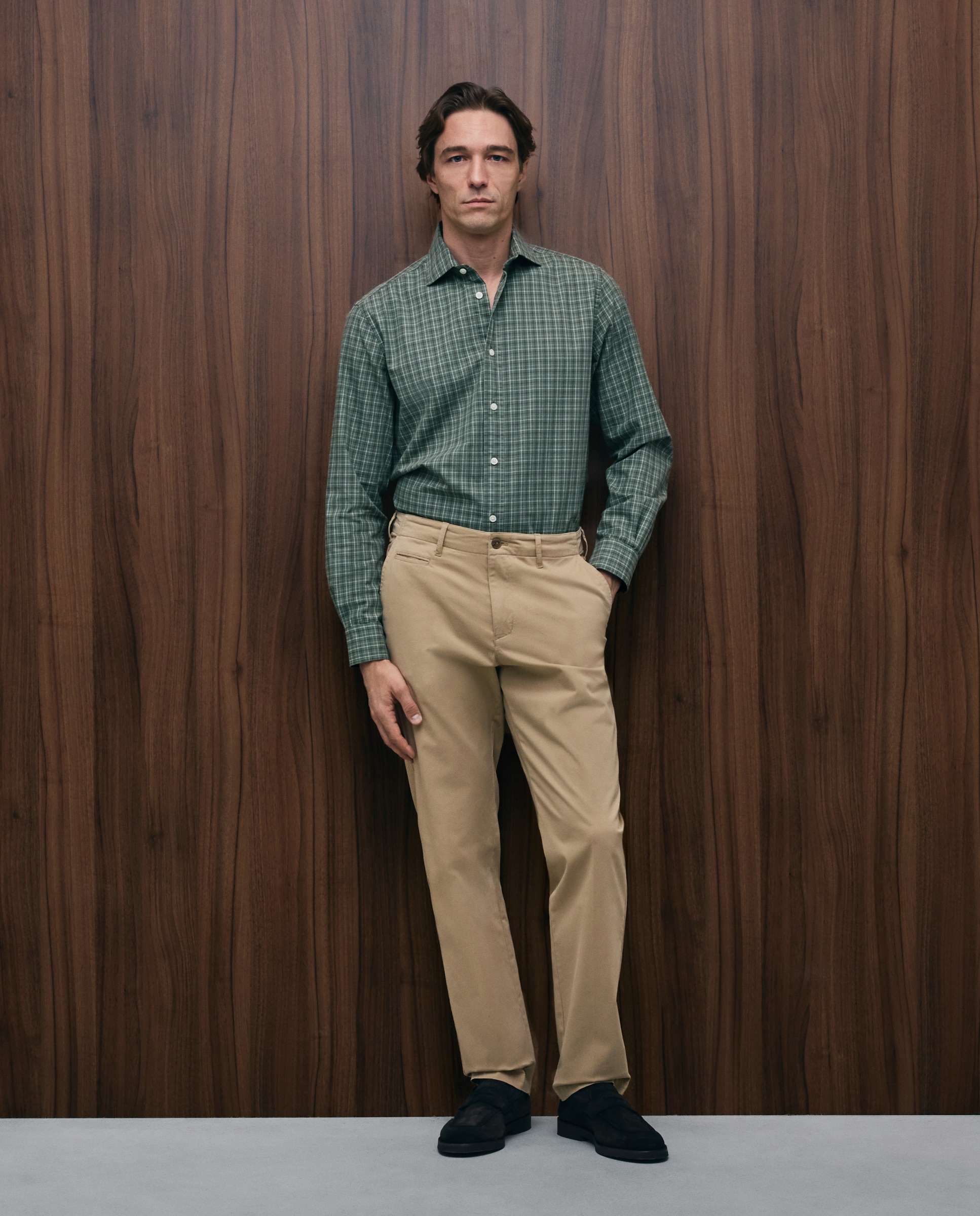 Pantalón chino regular fit satén hombre - Emidio Tucci - Beige Beige-1