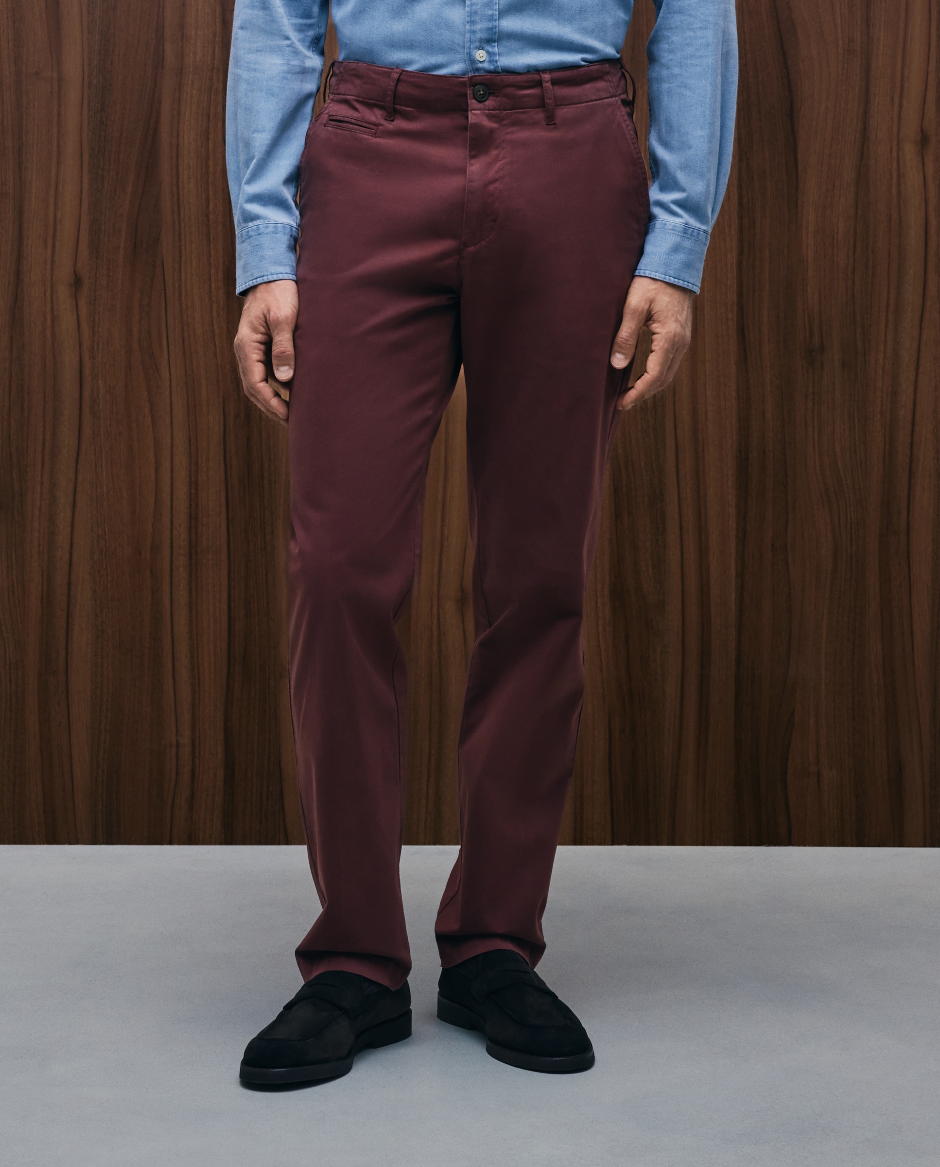 Pantalón chino regular fit satén hombre - Emidio Tucci - Burdeos Burdeos-2