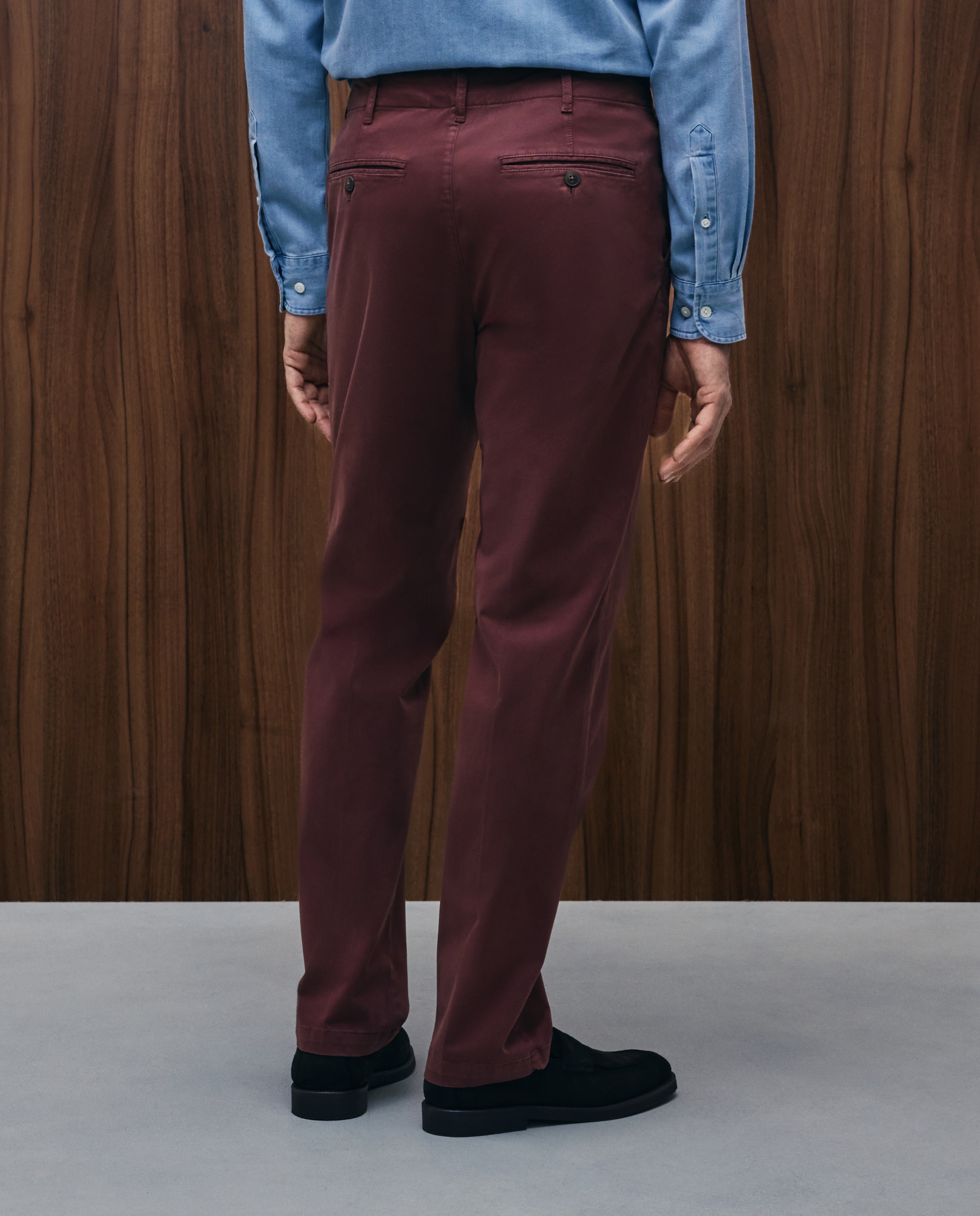 Pantalón chino regular fit satén hombre - Emidio Tucci - Burdeos Burdeos-3