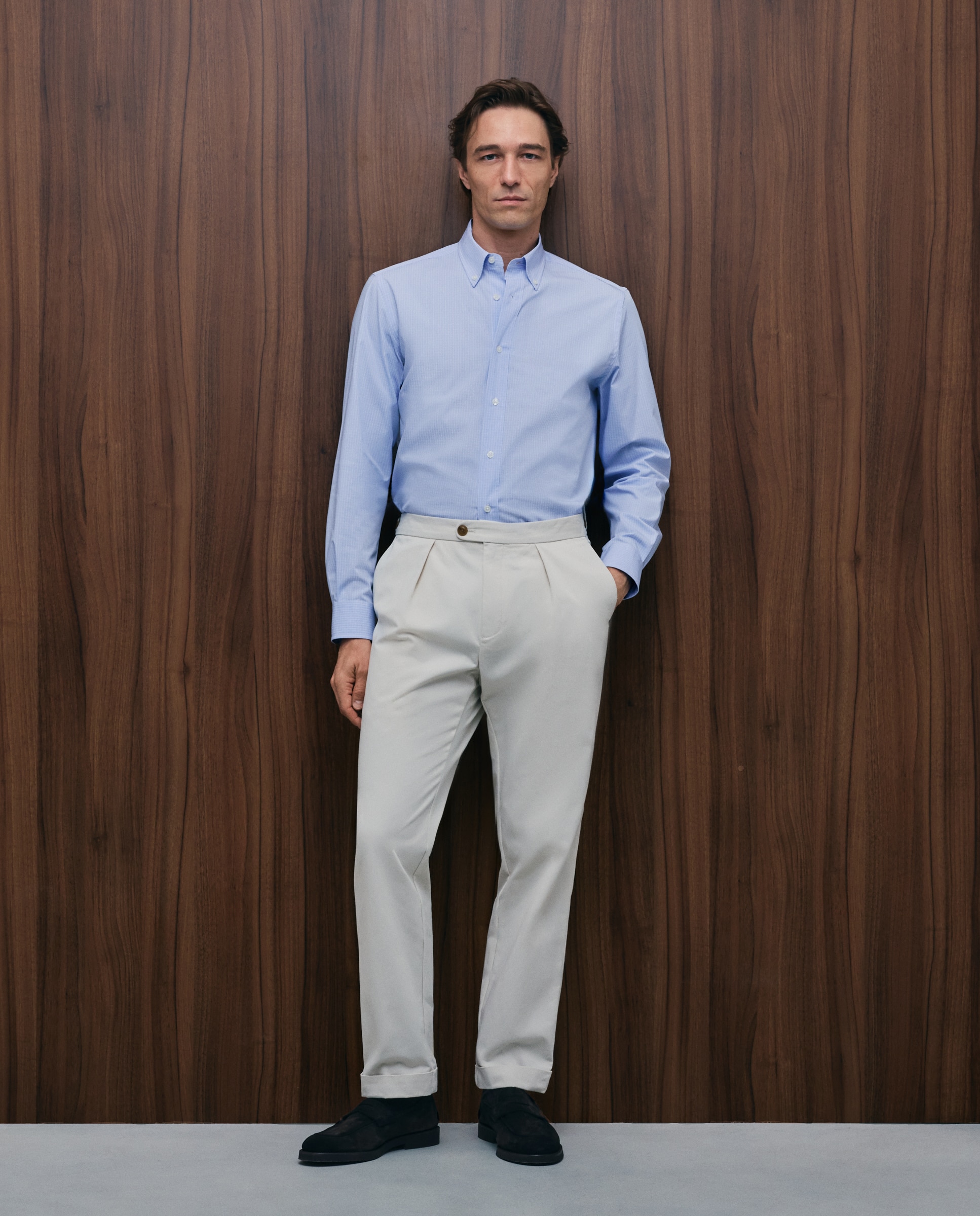 Pantalón chino regular fit un pliegue hombre - Emidio Tucci - Beige Beige-1