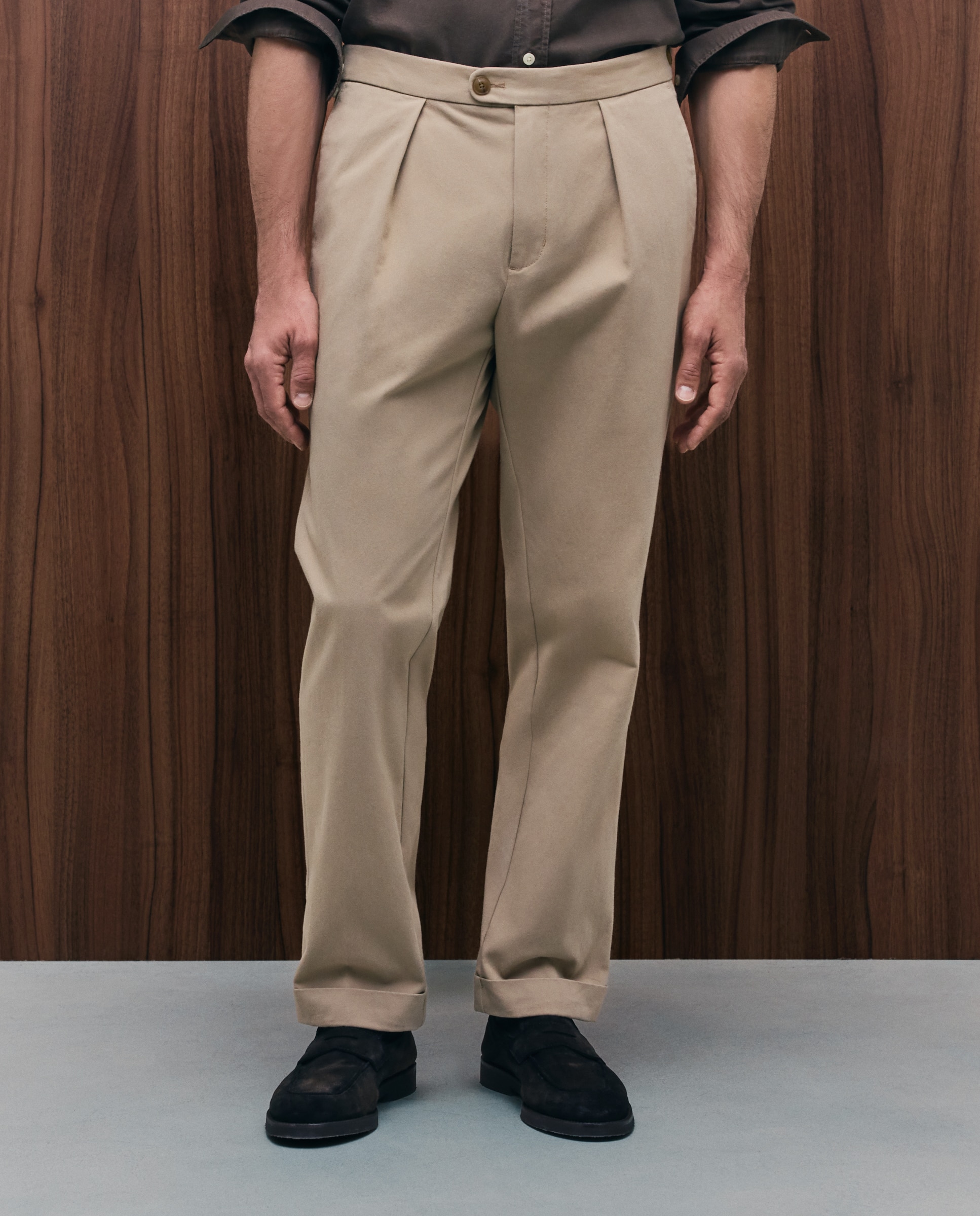 Pantalón chino regular fit un pliegue hombre - Emidio Tucci - Marrón Marrón-2