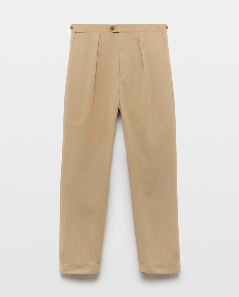 Imagen 0 de Pantalón chino regular fit un pliegue hombre Marrón