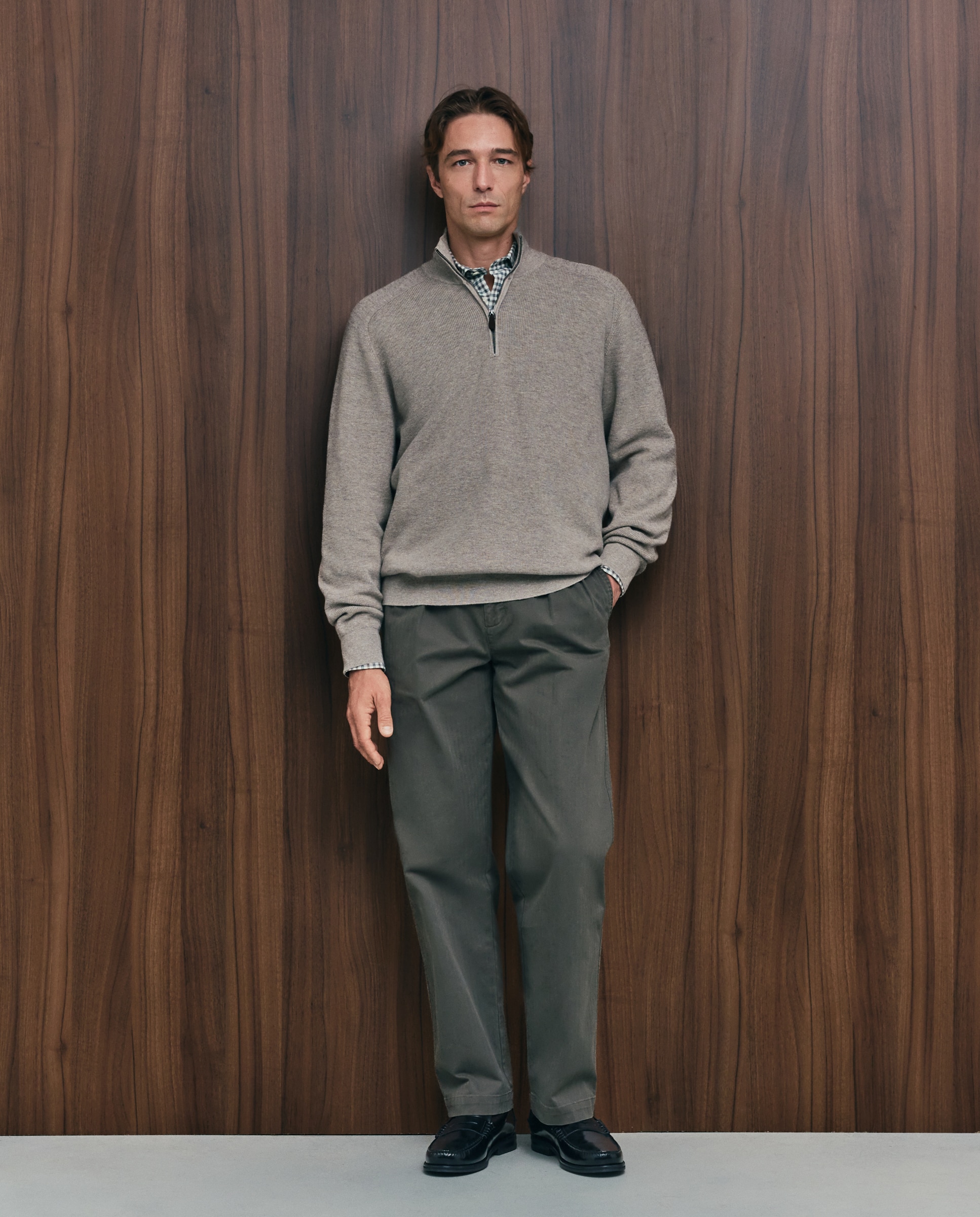 Pantalón chino regular fit dos pliegues hombre - Emidio Tucci - Verde Verde-1