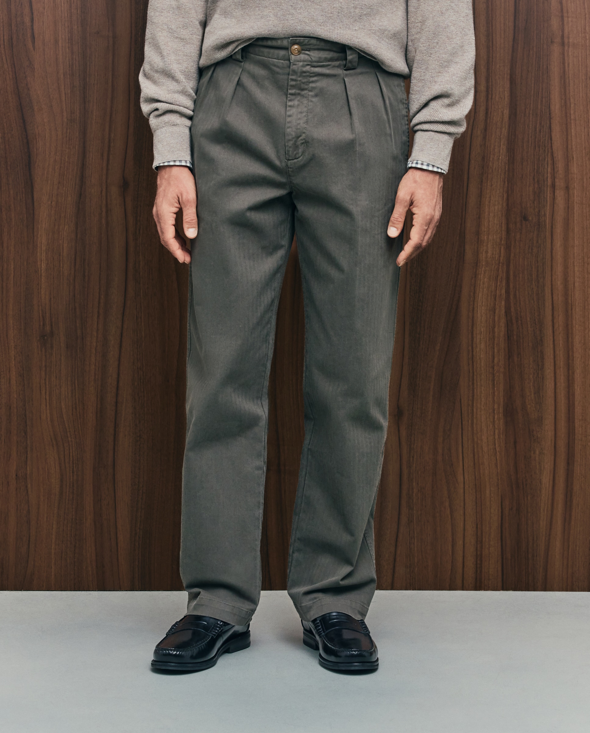 Pantalón chino regular fit dos pliegues hombre - Emidio Tucci - Verde Verde-2