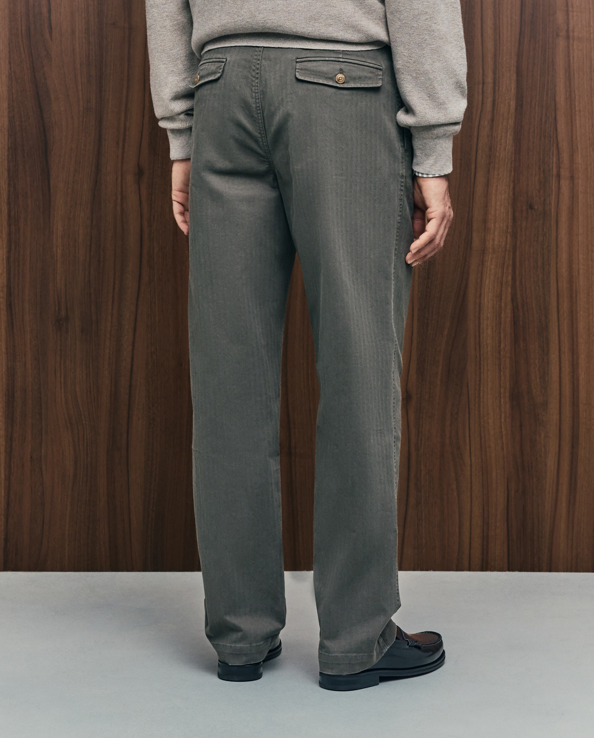 Pantalón chino regular fit dos pliegues hombre - Emidio Tucci - Verde Verde-3
