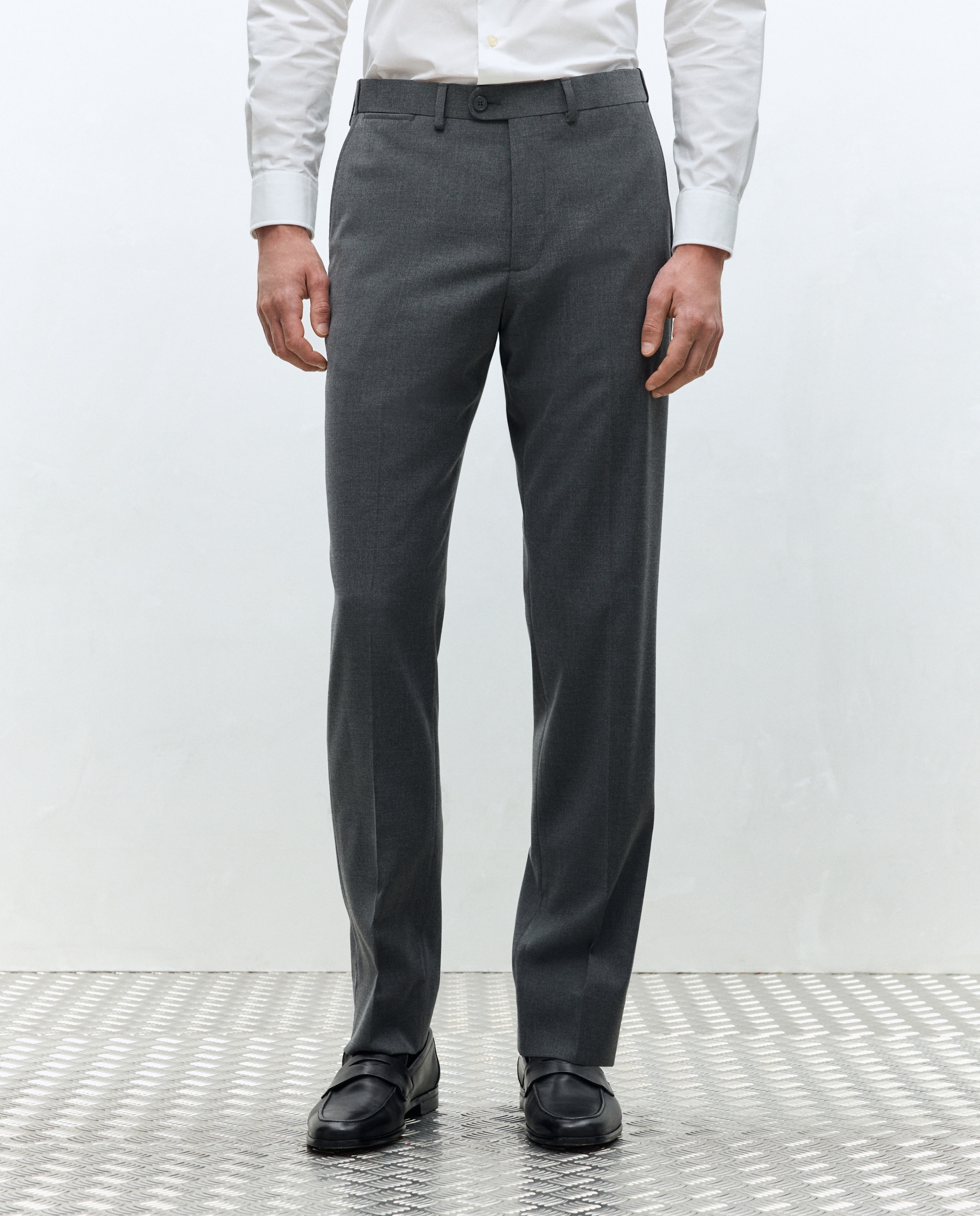 Pantalón de vestir regular con cintura extensible de hombre - Dustin - Gris Gris-2