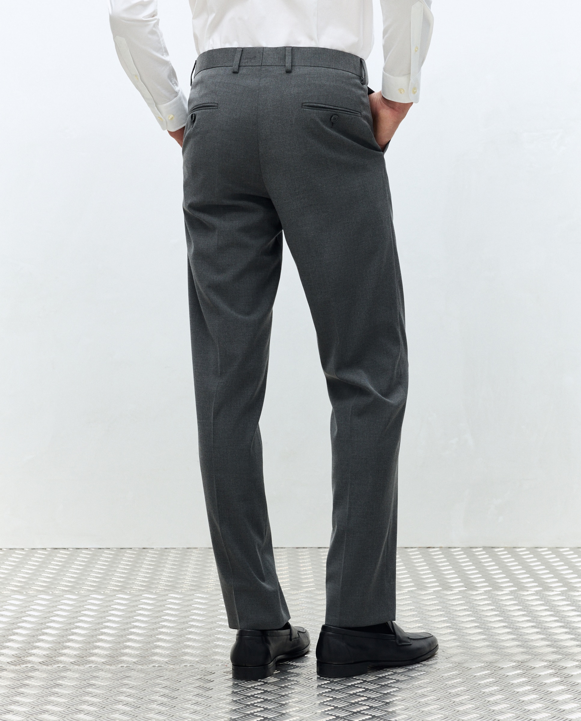 Pantalón de vestir regular con cintura extensible de hombre - Dustin - Gris Gris-3