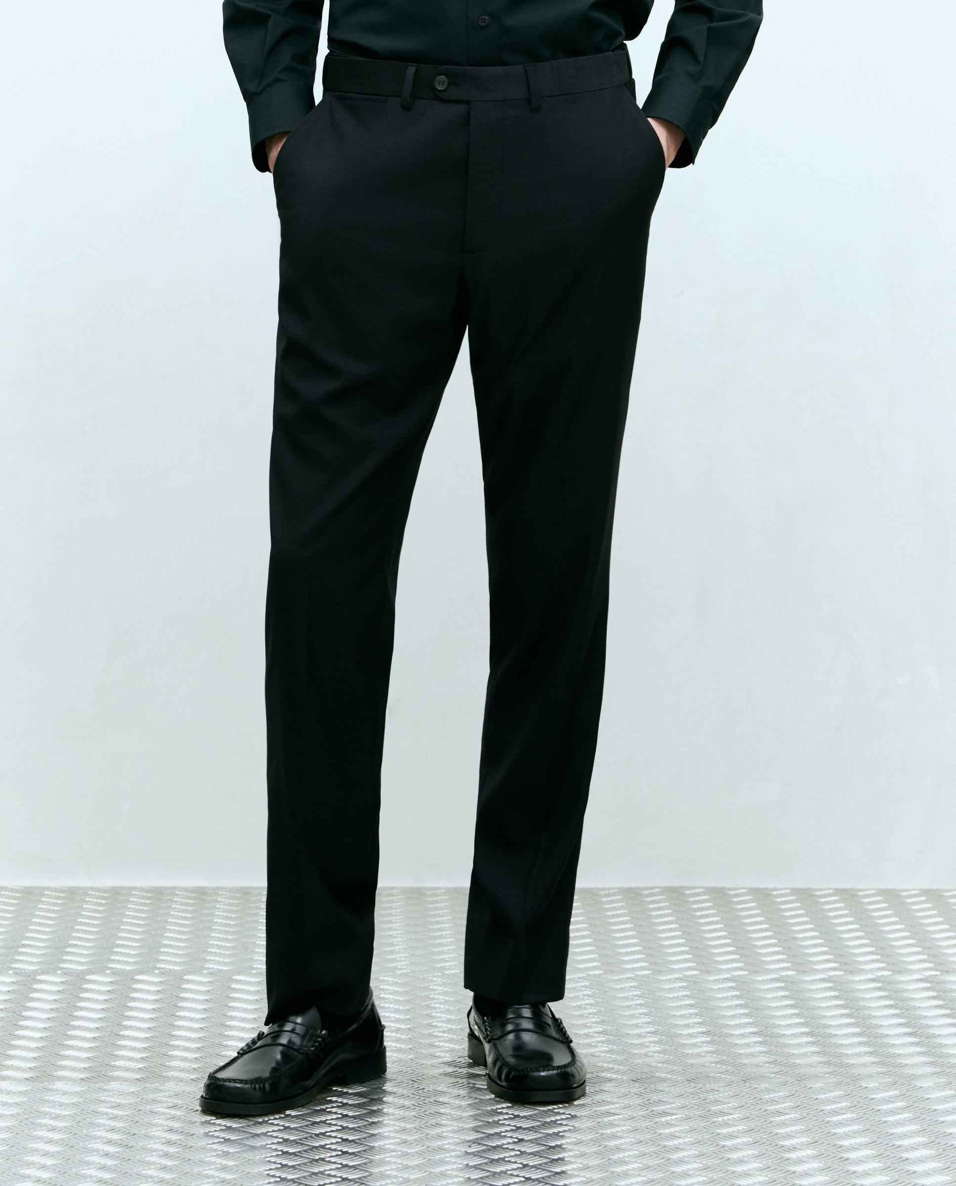 Pantalón de vestir regular con cintura extensible de hombre - Dustin - Gris oscuro Gris oscuro-2