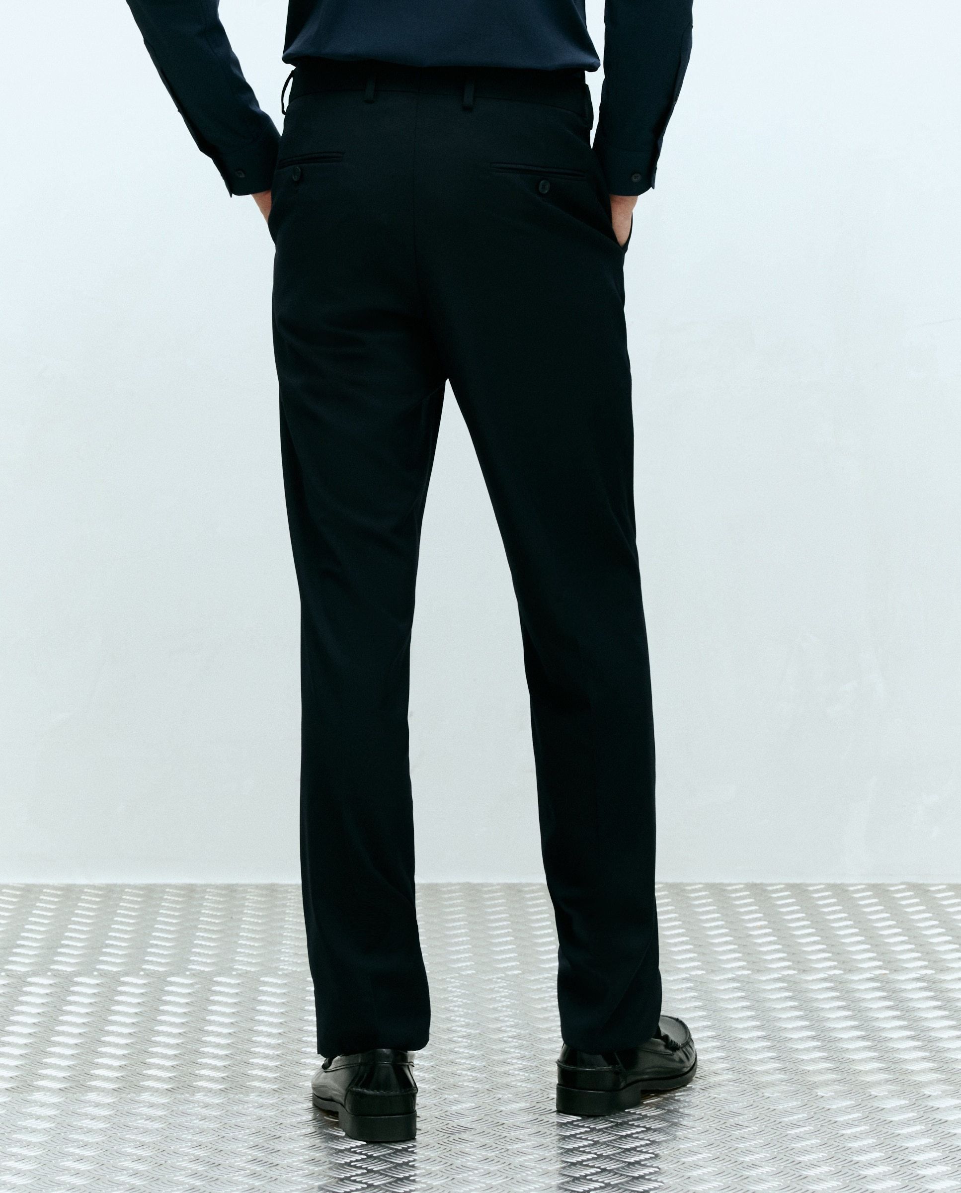 Pantalón de vestir regular con cintura extensible de hombre - Dustin - Azul marino Azul marino-3