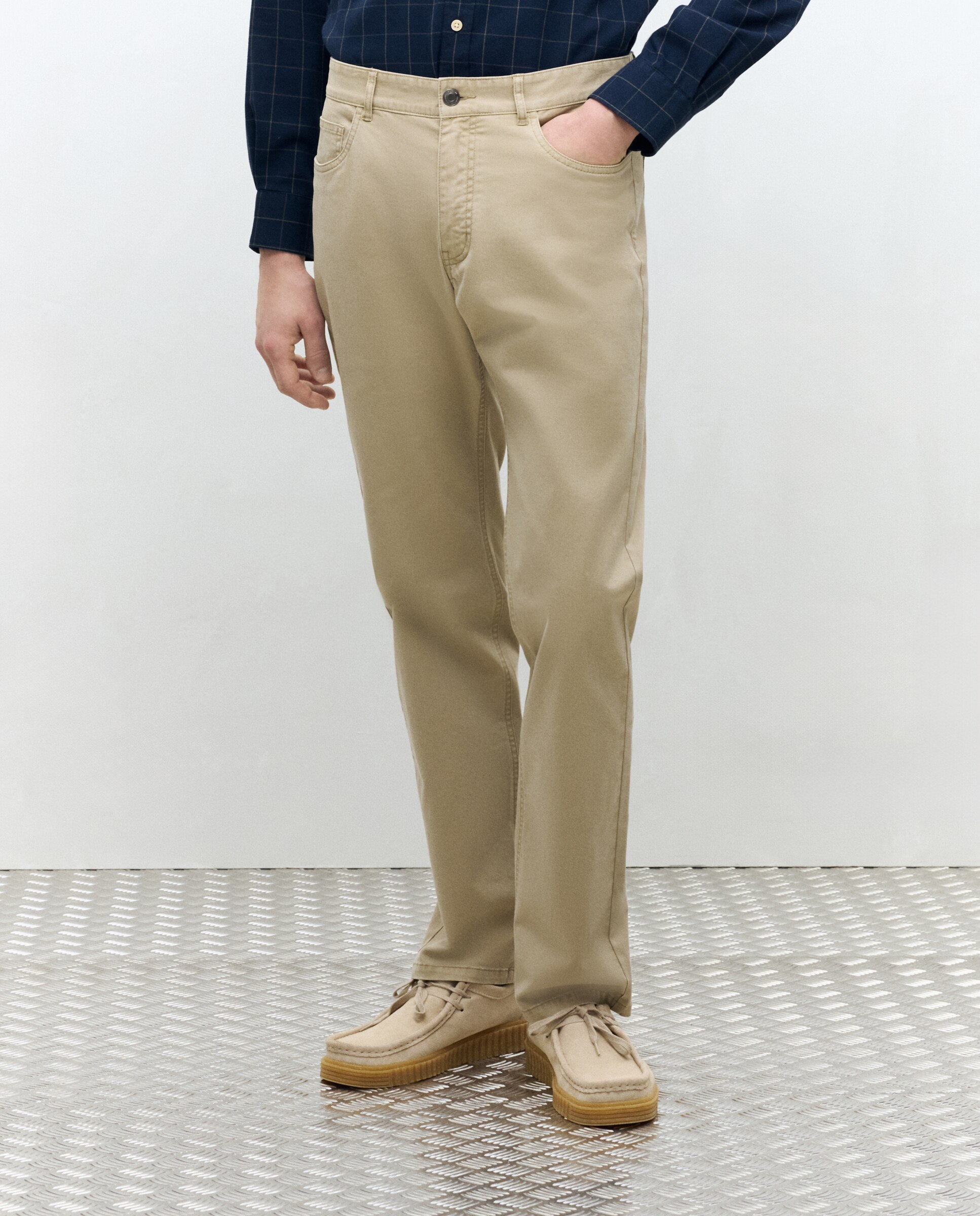 Pantalon hombre de cinco bolsillos sport regular - Dustin - Marrón claro Marrón claro-2