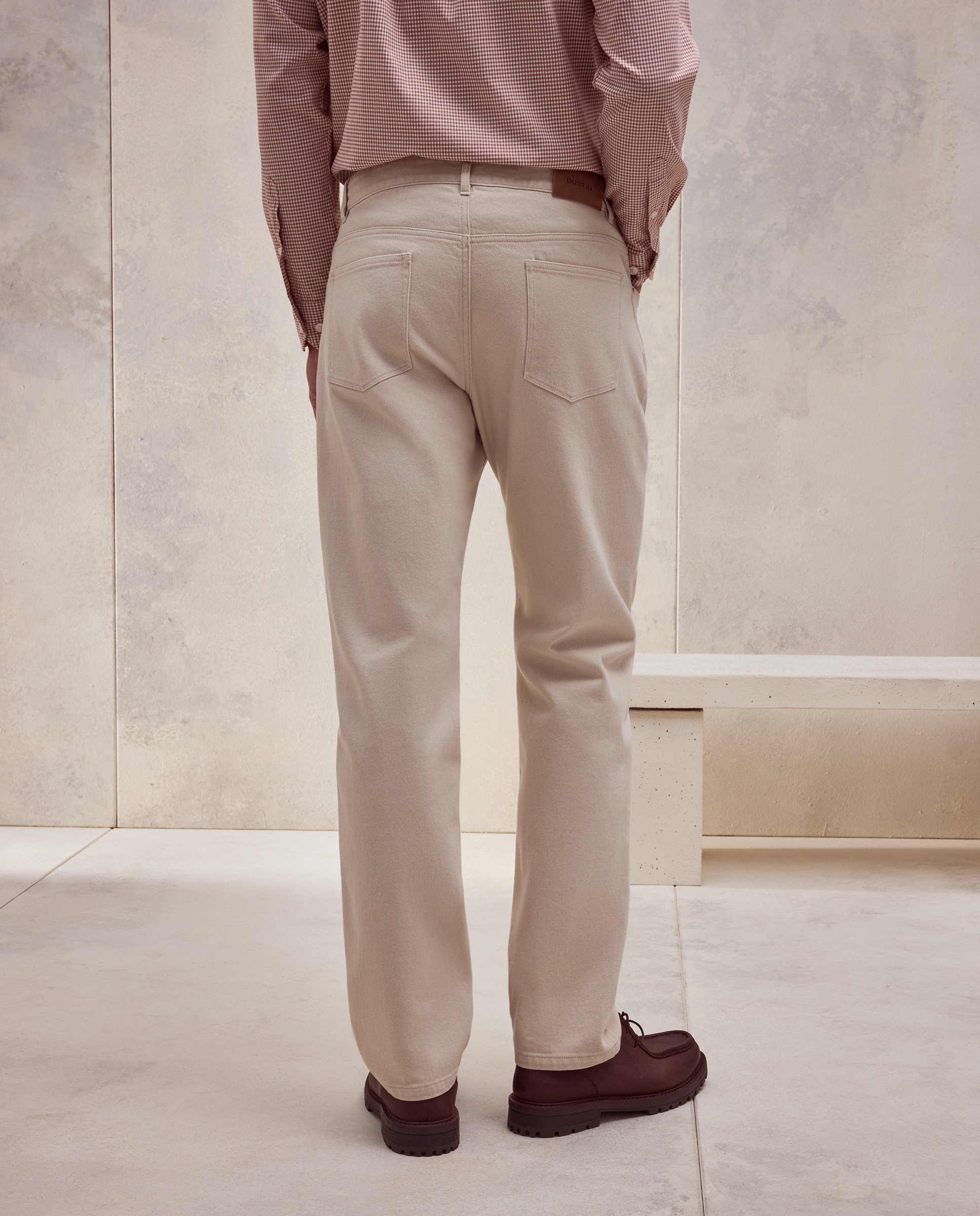 Pantalón hombre sport 5 bolsillos, regular algodón spandex - Dustin - Beige Beige-3