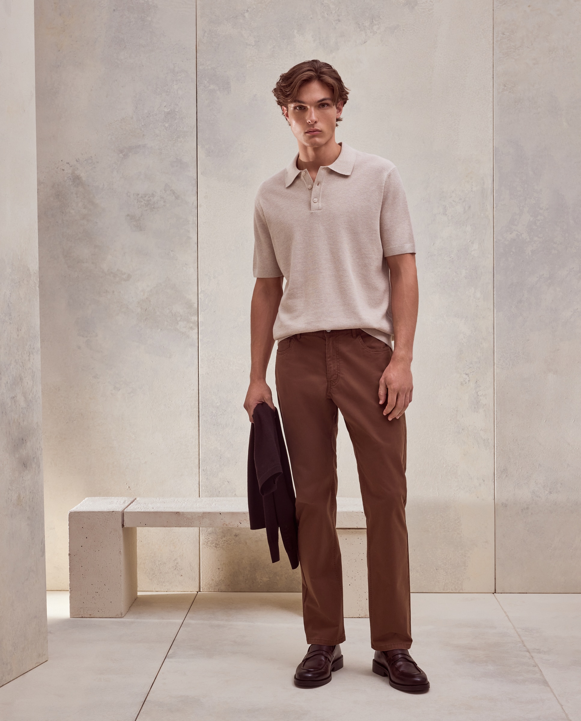 Pantalon hombre de cinco bolsillos sport regular - Dustin - Marrón Marrón-1
