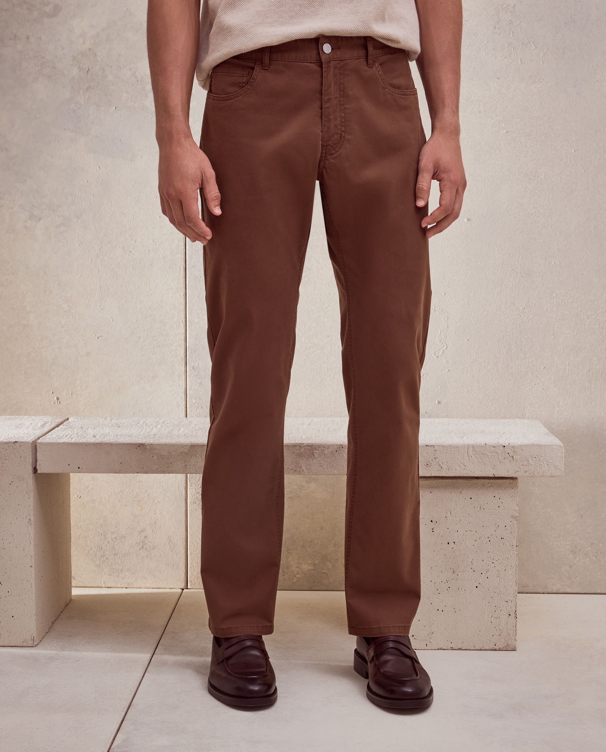 Pantalon hombre de cinco bolsillos sport regular - Dustin - Marrón Marrón-2
