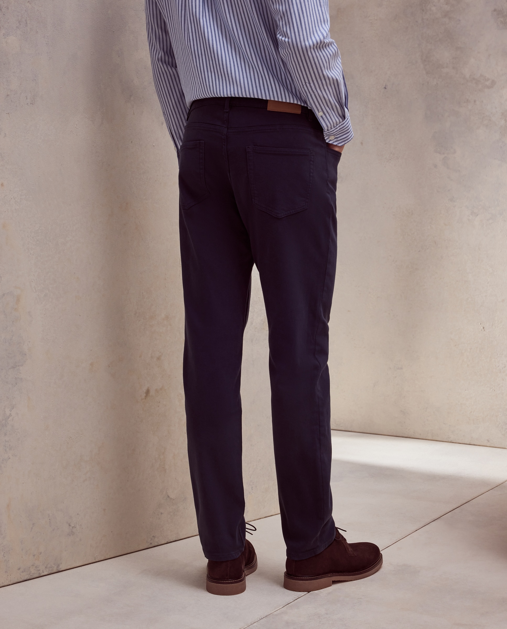Pantalon hombre de cinco bolsillos punto regular algodón elastómero - Dustin - Azul Azul-3